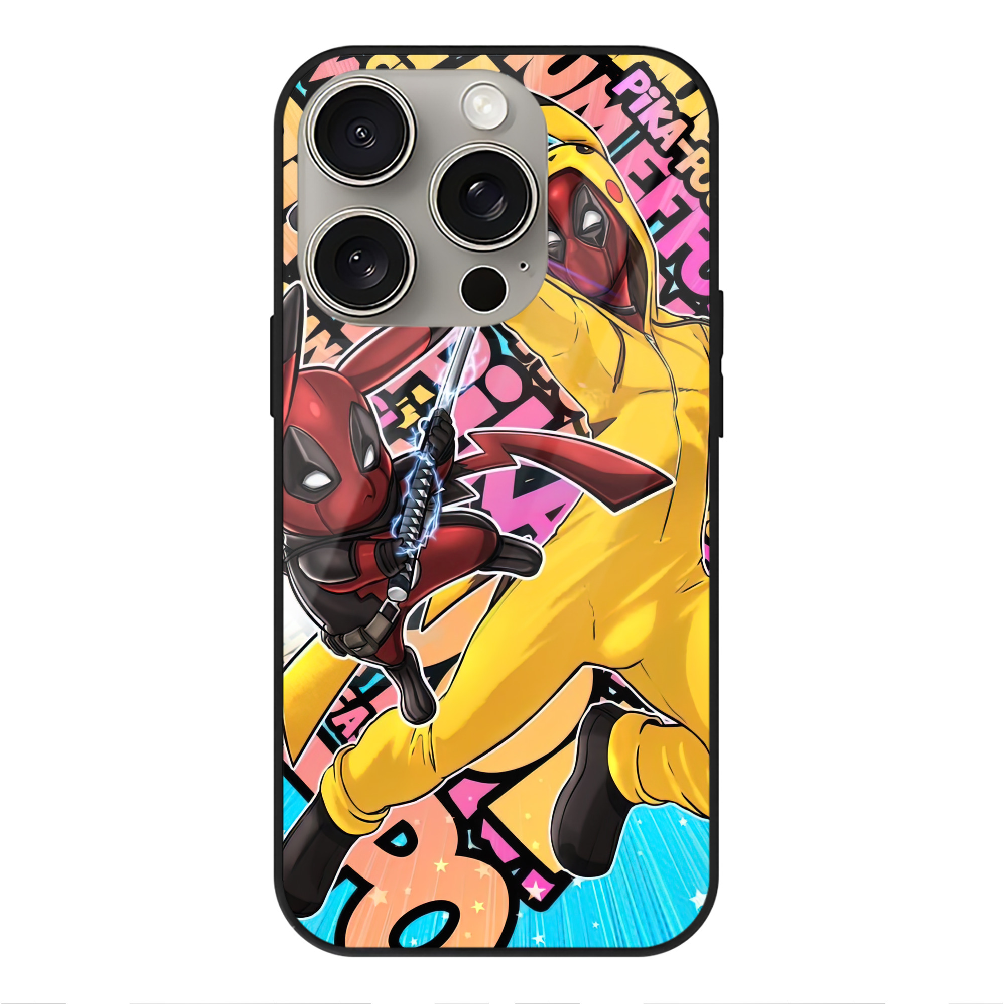 （画像用） Deadpool デッドプール 【iPhone15Pro対応】スマホケース 耐衝撃＆黄変防止 背面ガラス