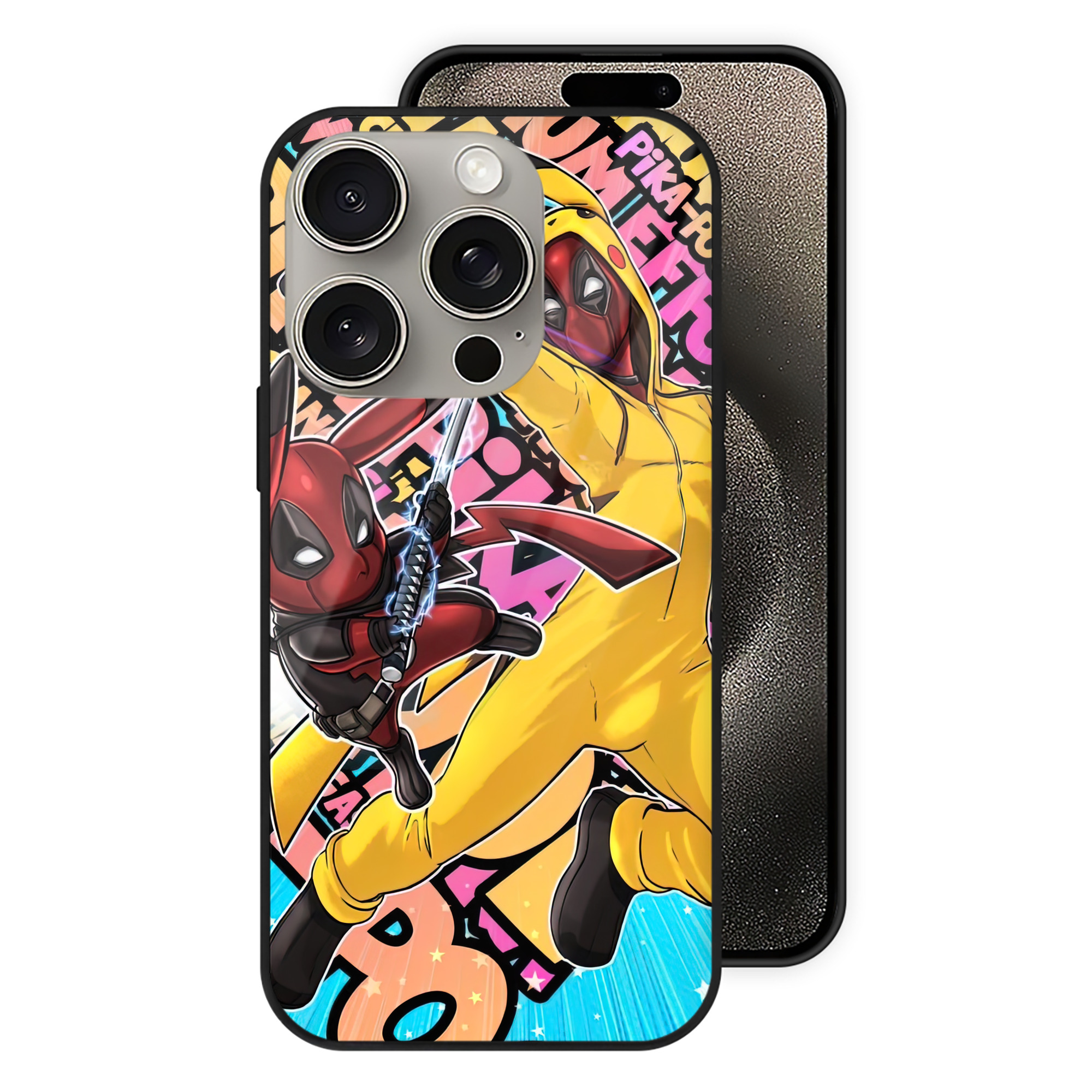 （画像用） Deadpool デッドプール 【iPhone15Pro対応】スマホケース 耐衝撃＆黄変防止 背面ガラス
