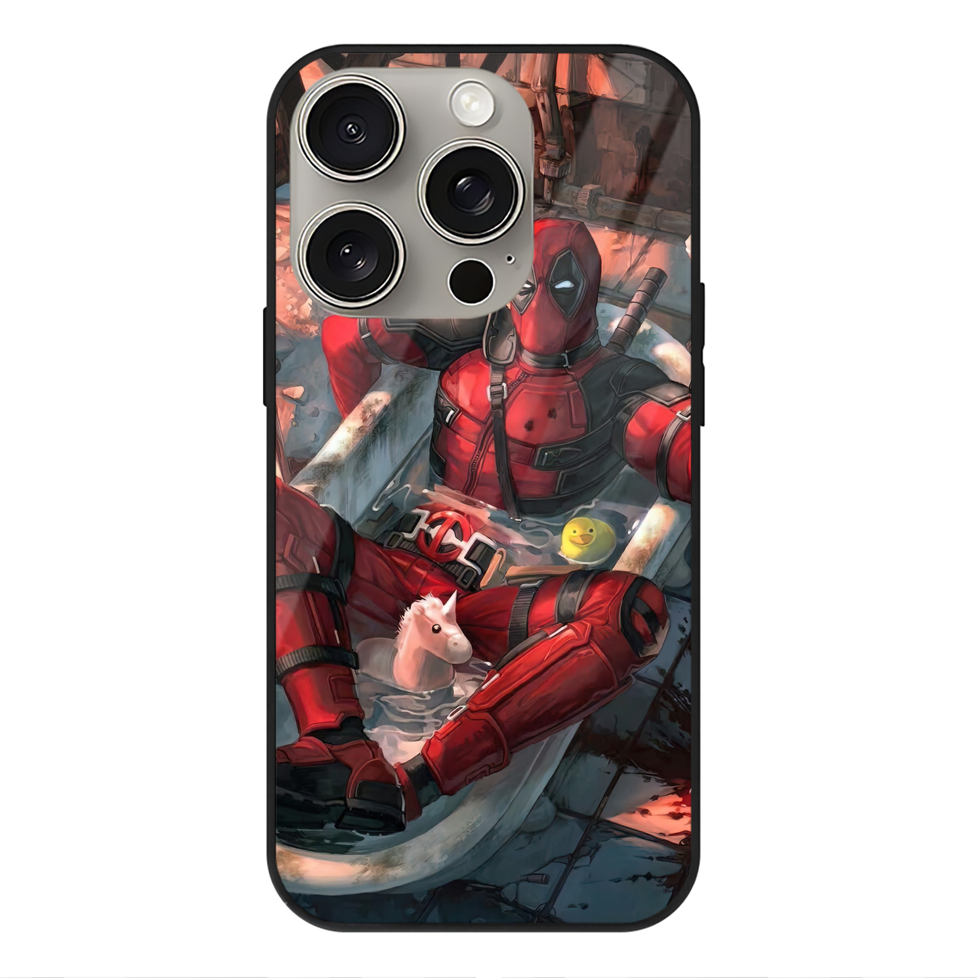（画像用） Deadpool デッドプール 【iPhone15Pro対応】スマホケース 耐衝撃＆黄変防止 背面ガラス