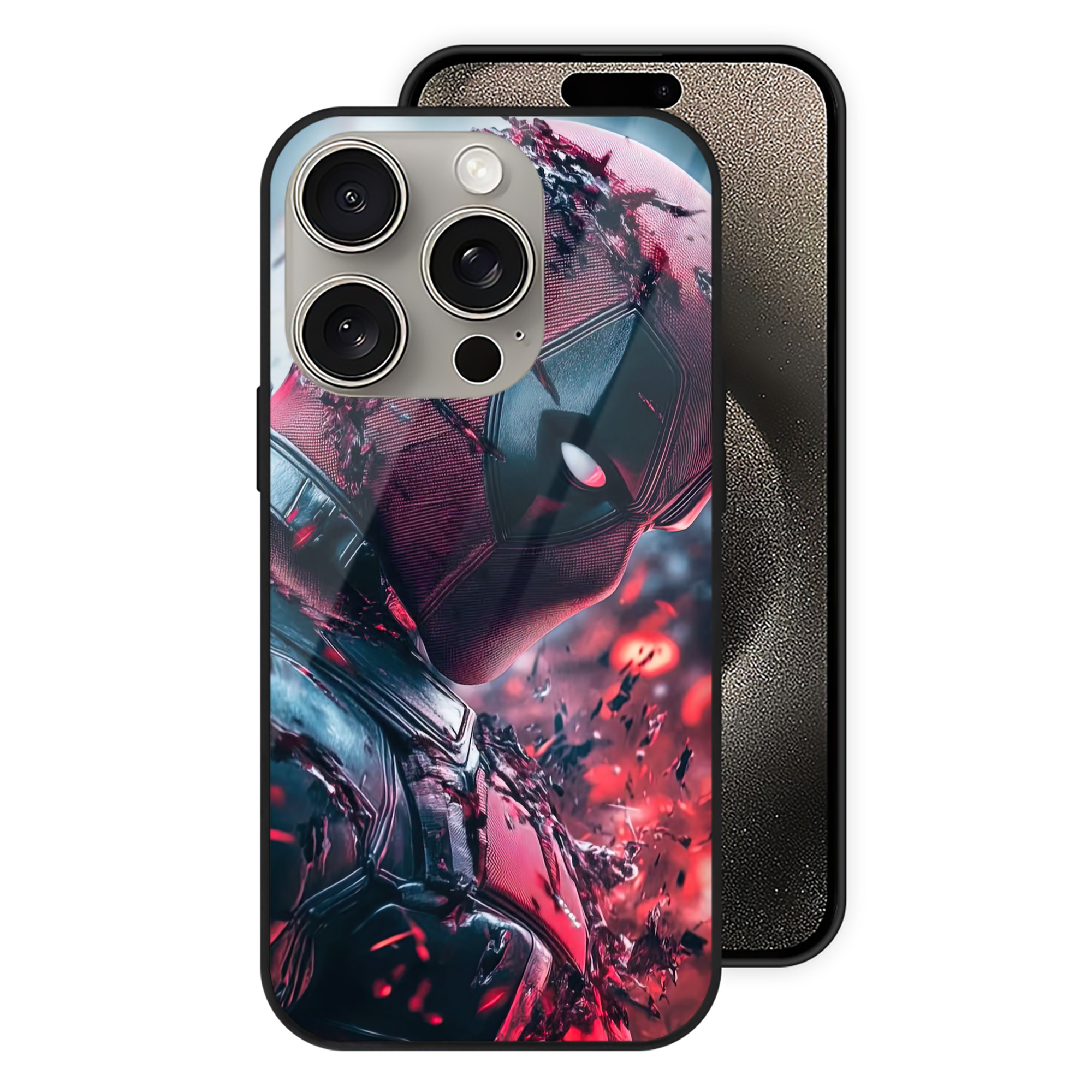 （画像用） Deadpool デッドプール 【iPhone15Pro対応】スマホケース 耐衝撃＆黄変防止 背面ガラス