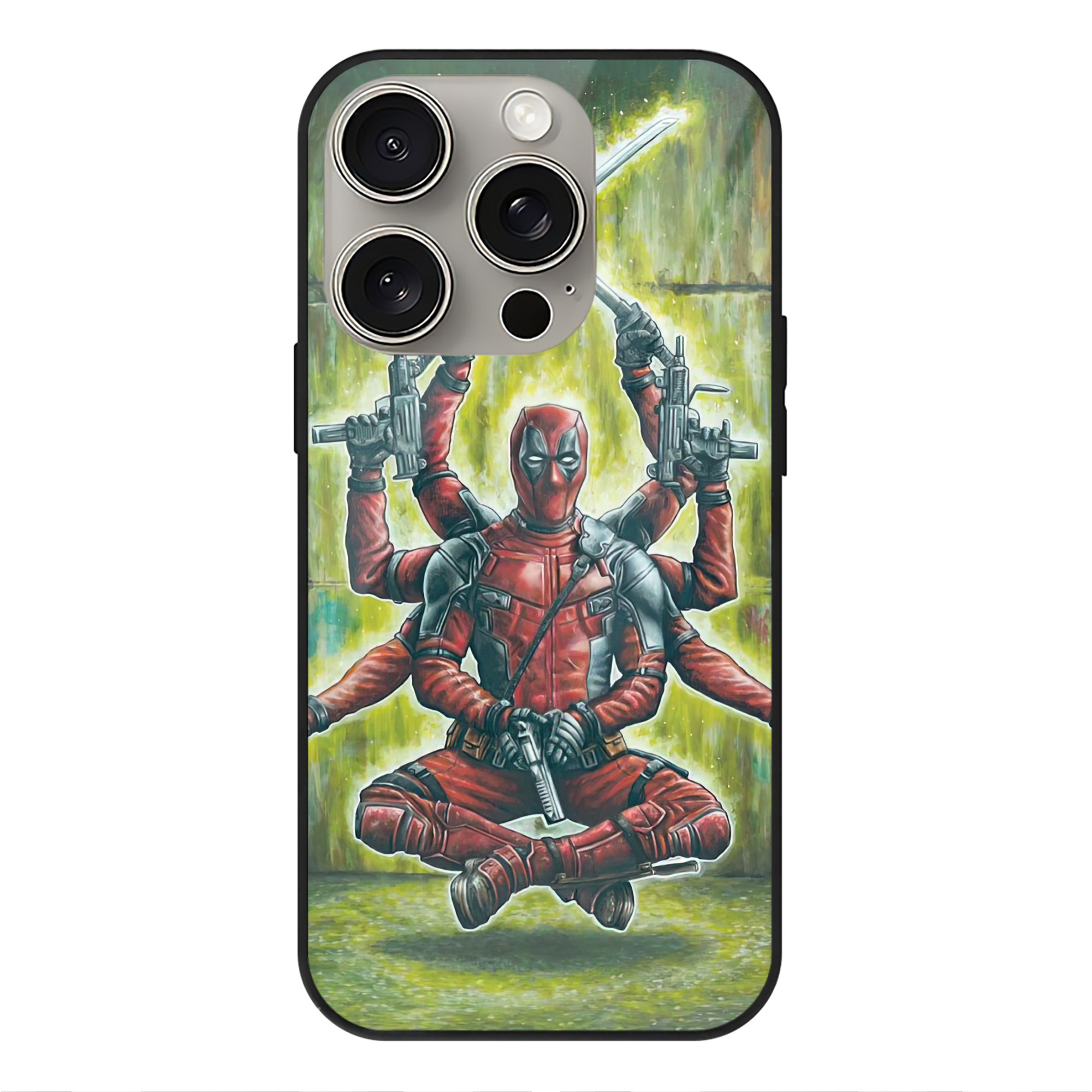 （画像用） Deadpool デッドプール 【iPhone15Pro対応】スマホケース 耐衝撃＆黄変防止 背面ガラス