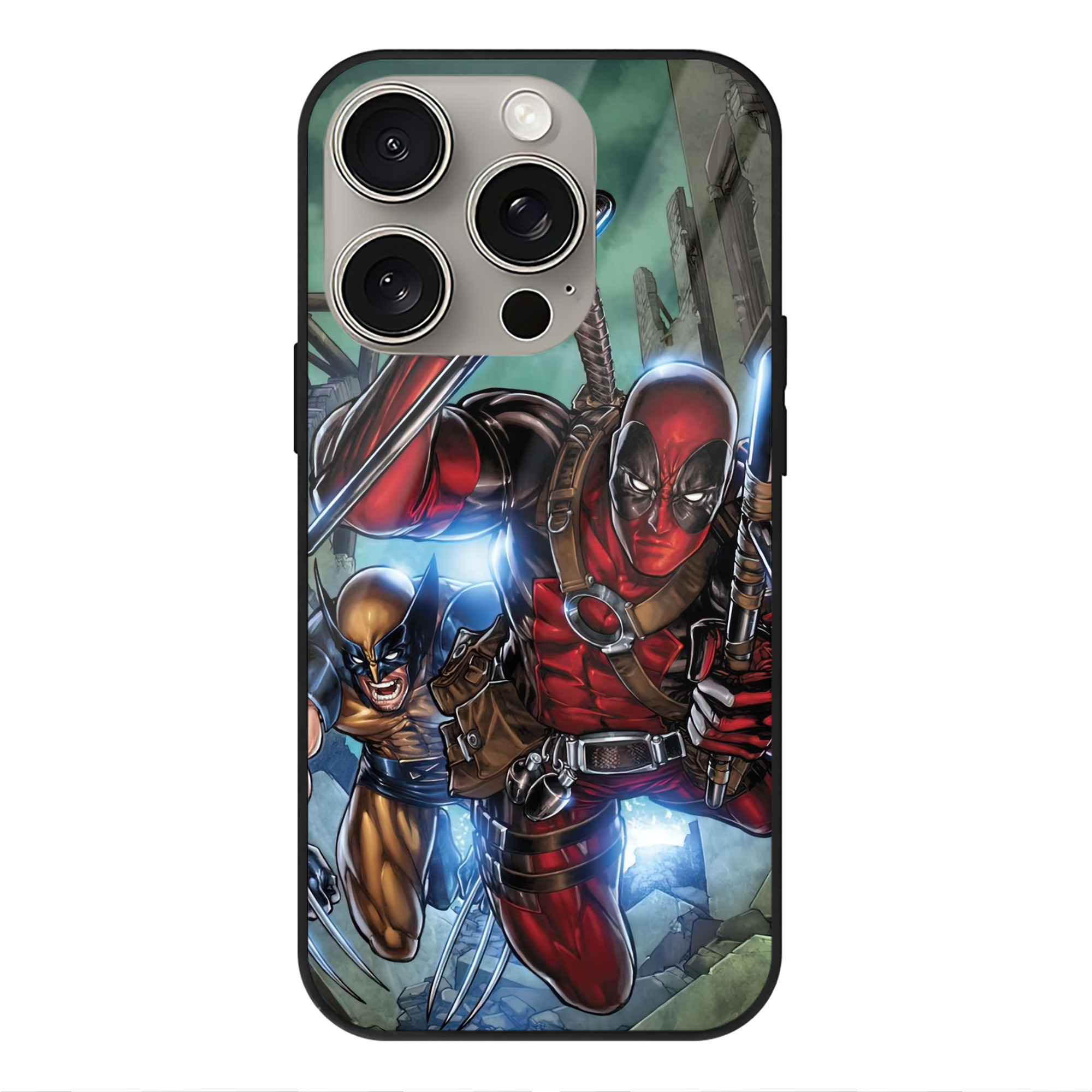 （画像用） Deadpool デッドプール 【iPhone15Pro対応】スマホケース 耐衝撃＆黄変防止 背面ガラス