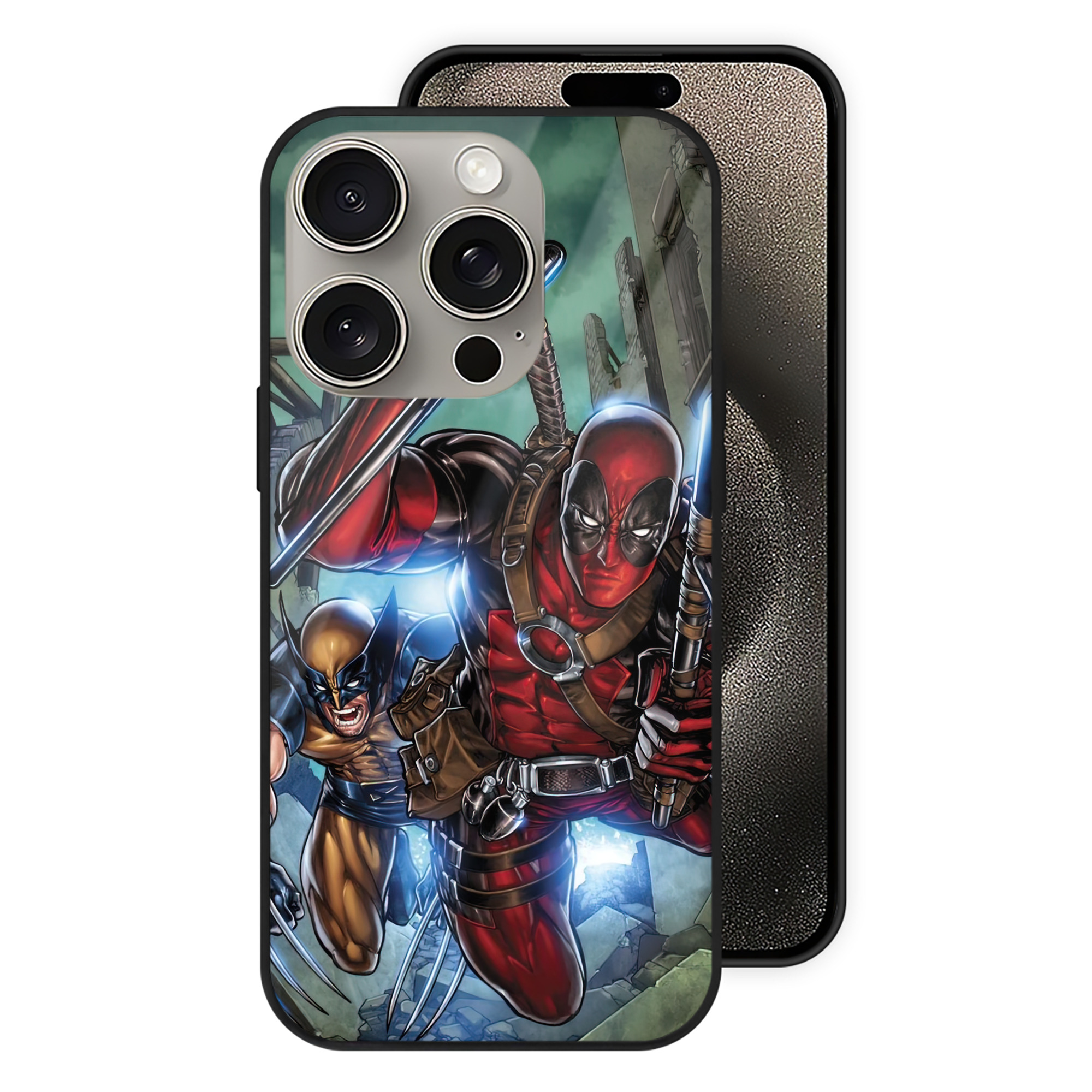 （画像用） Deadpool デッドプール 【iPhone15Pro対応】スマホケース 耐衝撃＆黄変防止 背面ガラス