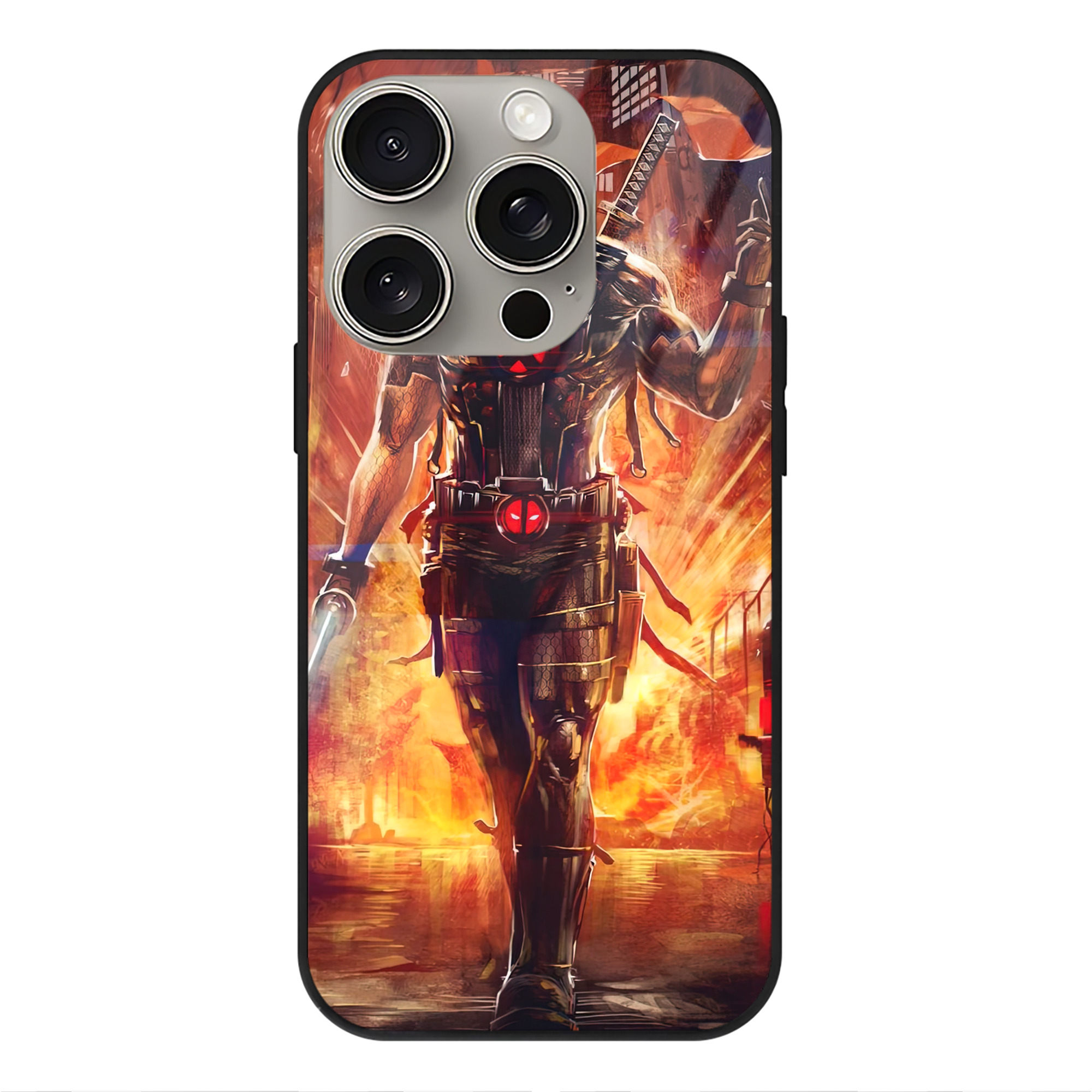 （画像用） Deadpool デッドプール 【iPhone15Pro対応】スマホケース 耐衝撃＆黄変防止 背面ガラス