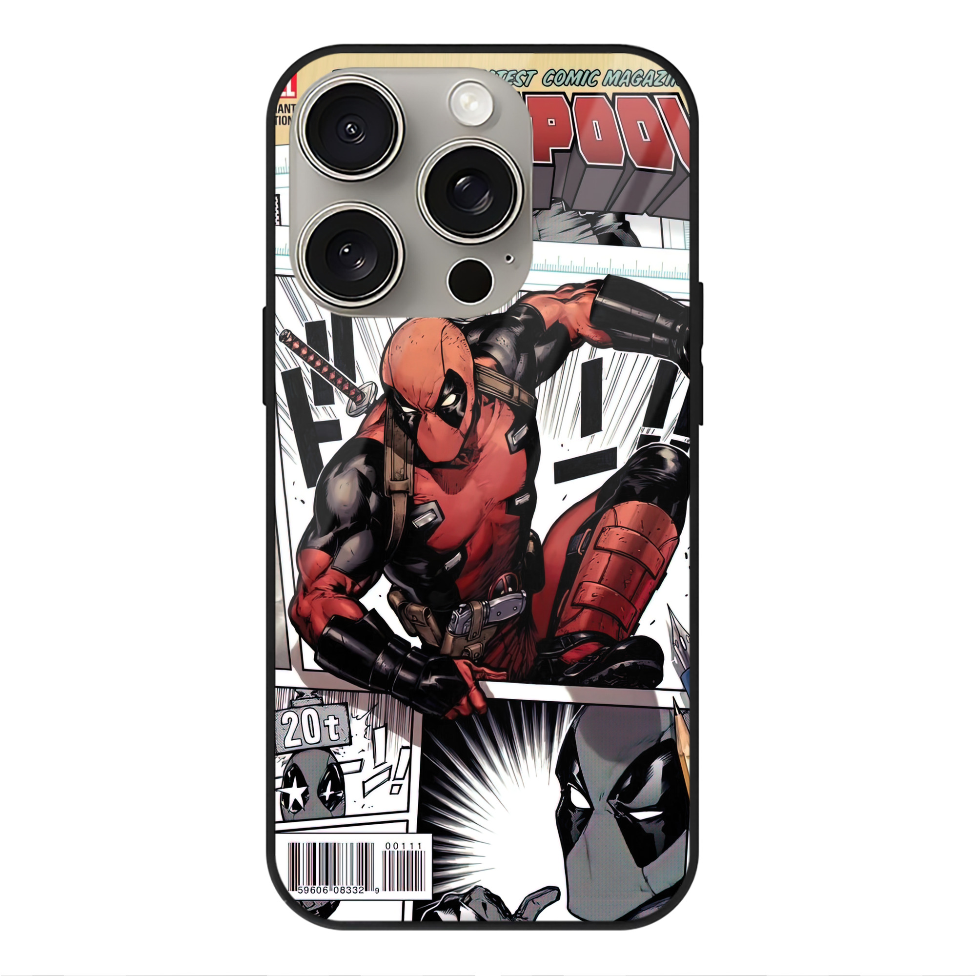 （画像用） Deadpool デッドプール 【iPhone15Pro対応】スマホケース 耐衝撃＆黄変防止 背面ガラス