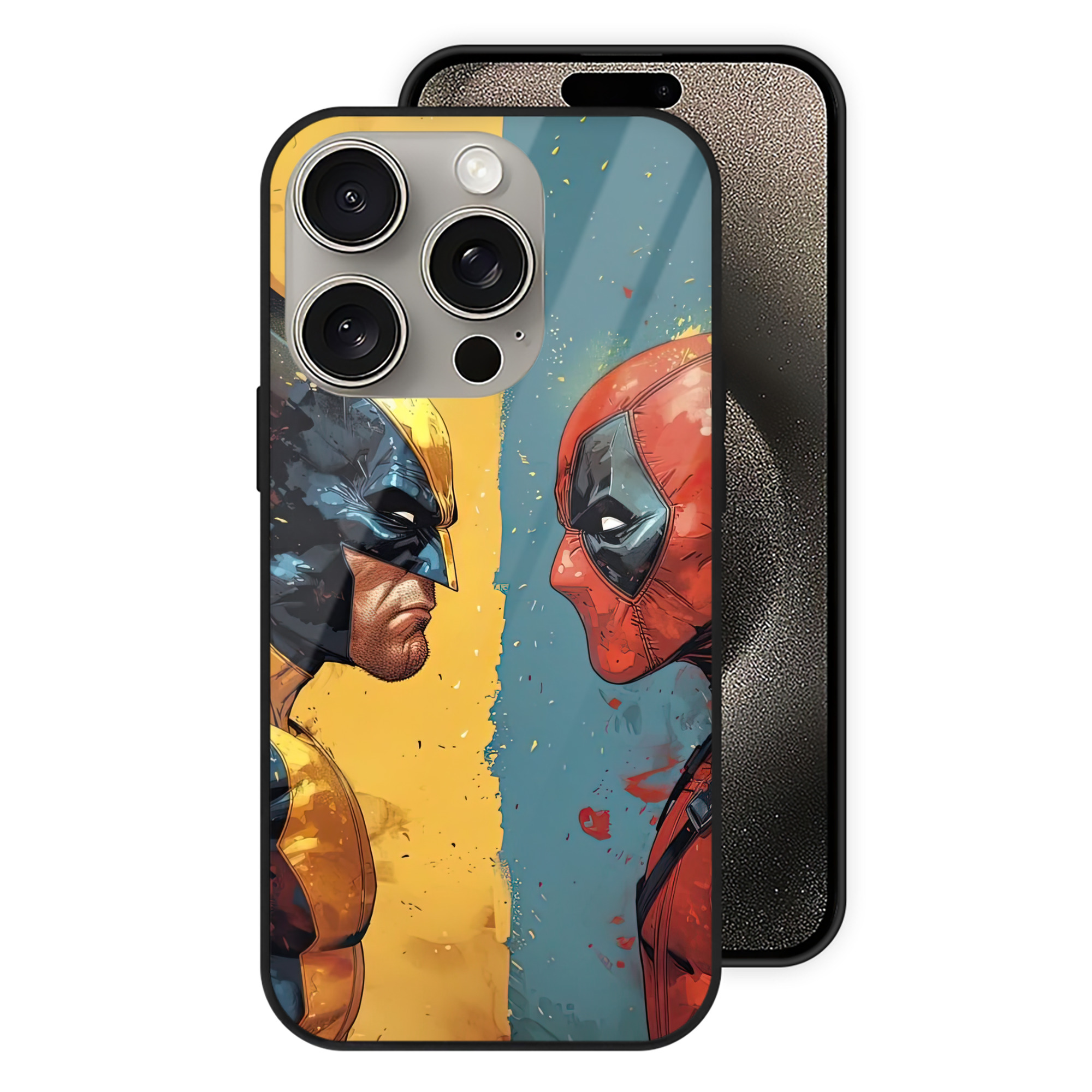 （画像用） Deadpool デッドプール 【iPhone15Pro対応】スマホケース 耐衝撃＆黄変防止 背面ガラス
