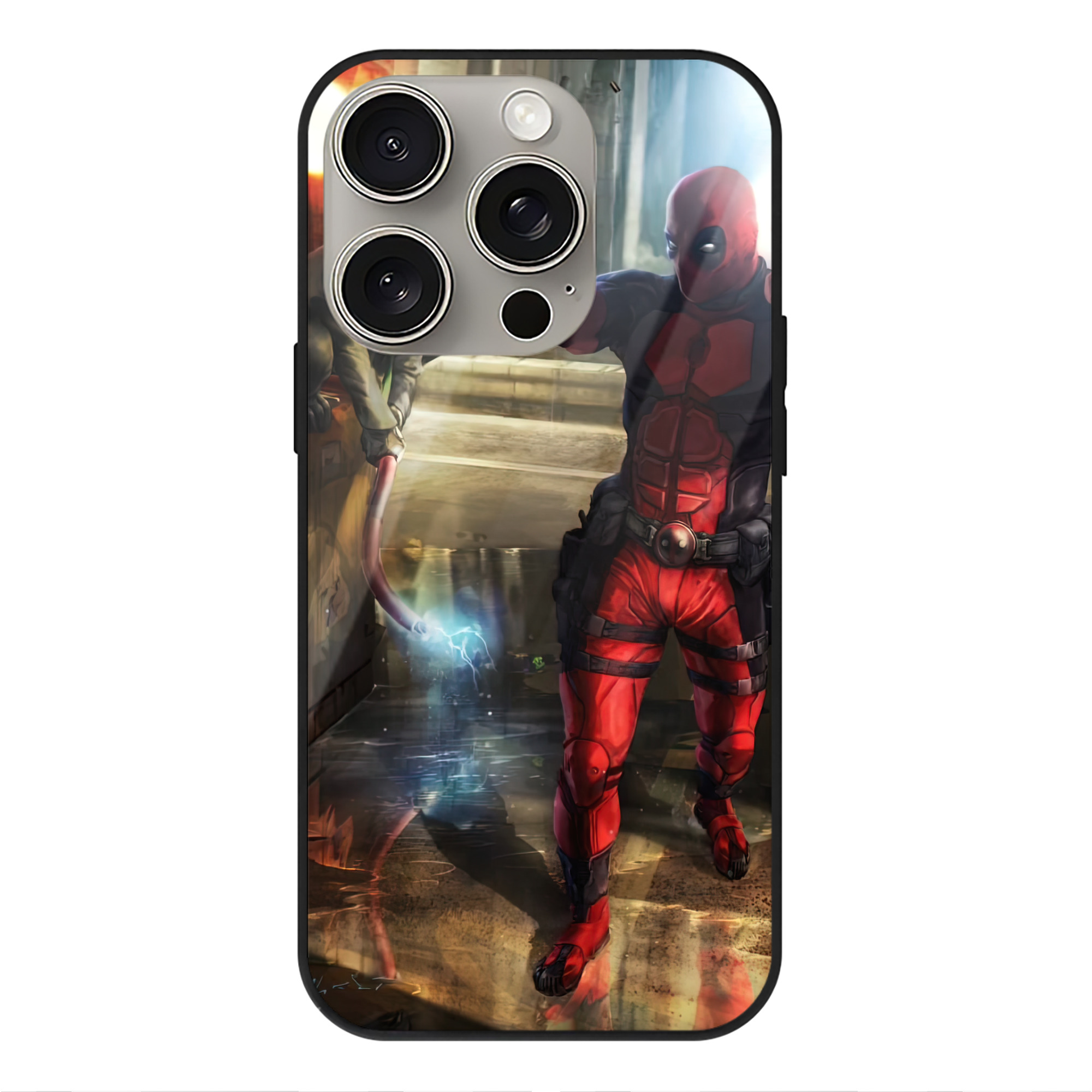 （画像用） Deadpool デッドプール 【iPhone15Pro対応】スマホケース 耐衝撃＆黄変防止 背面ガラス