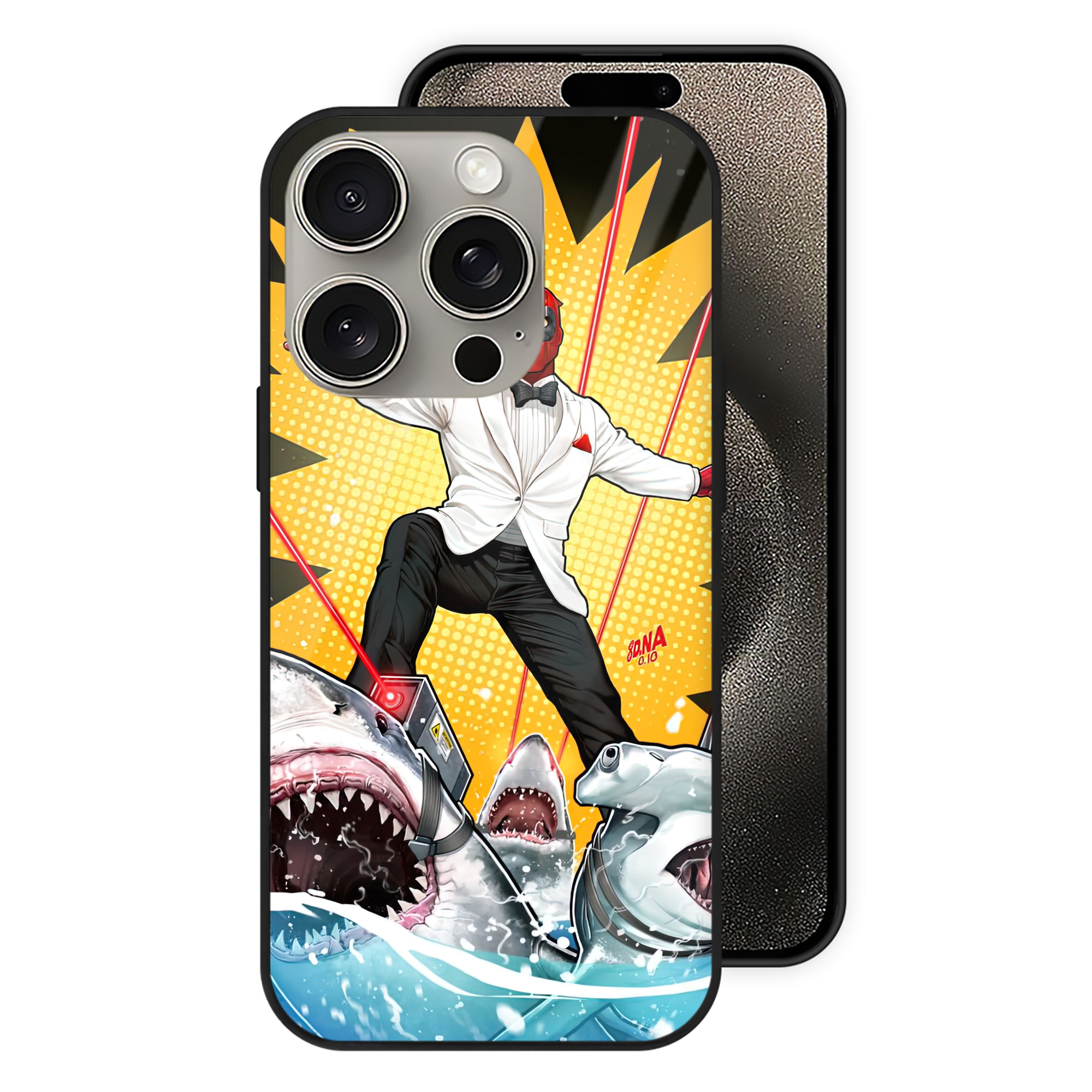 （画像用） Deadpool デッドプール 【iPhone15Pro対応】スマホケース 耐衝撃＆黄変防止 背面ガラス