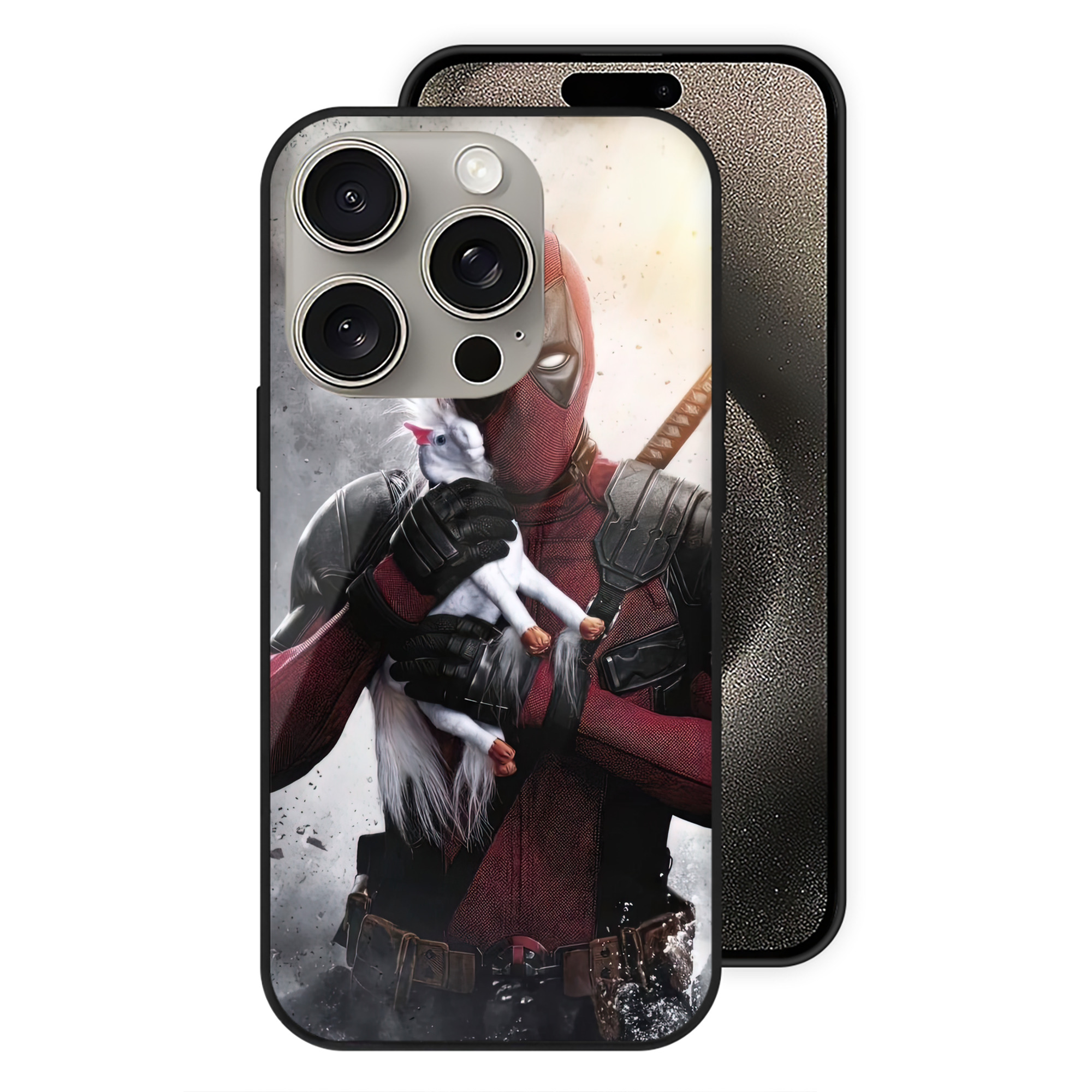（画像用） Deadpool デッドプール 【iPhone15Pro対応】スマホケース 耐衝撃＆黄変防止 背面ガラス