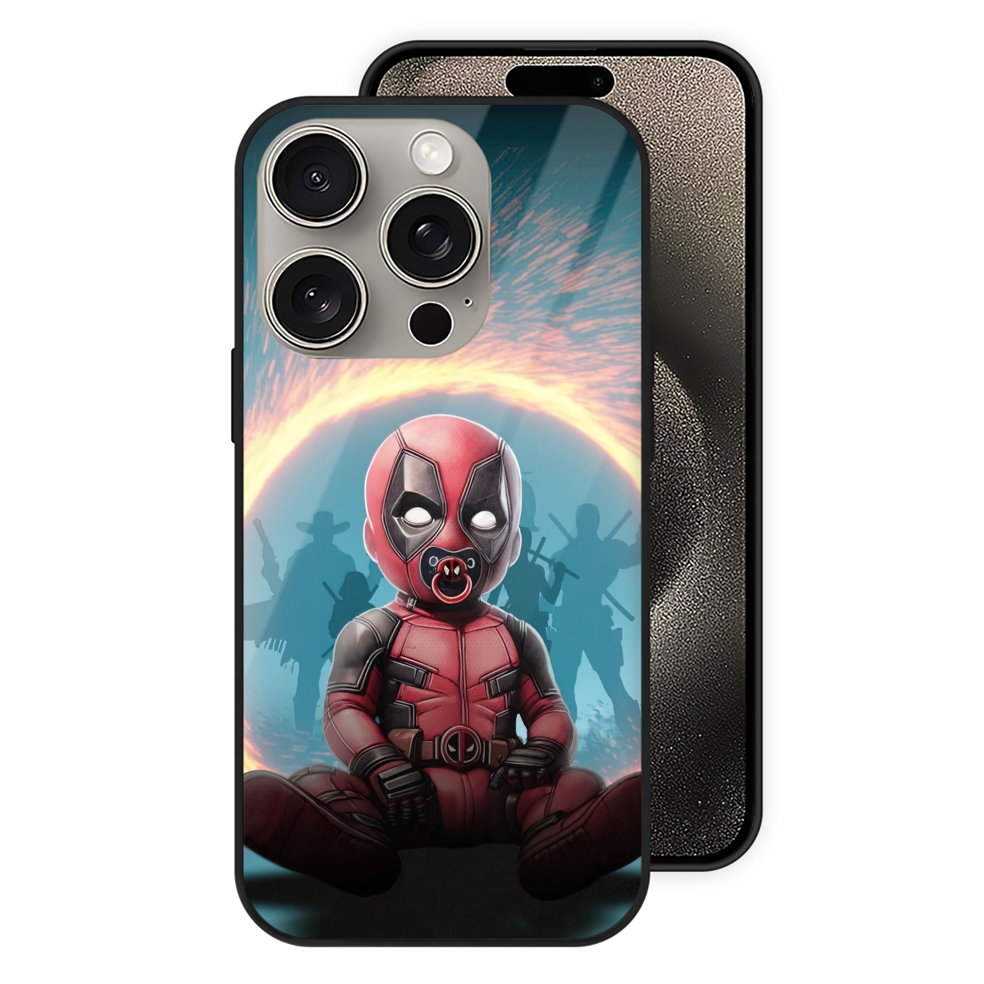 （画像用） Deadpool デッドプール 【iPhone15Pro対応】スマホケース 耐衝撃＆黄変防止 背面ガラス
