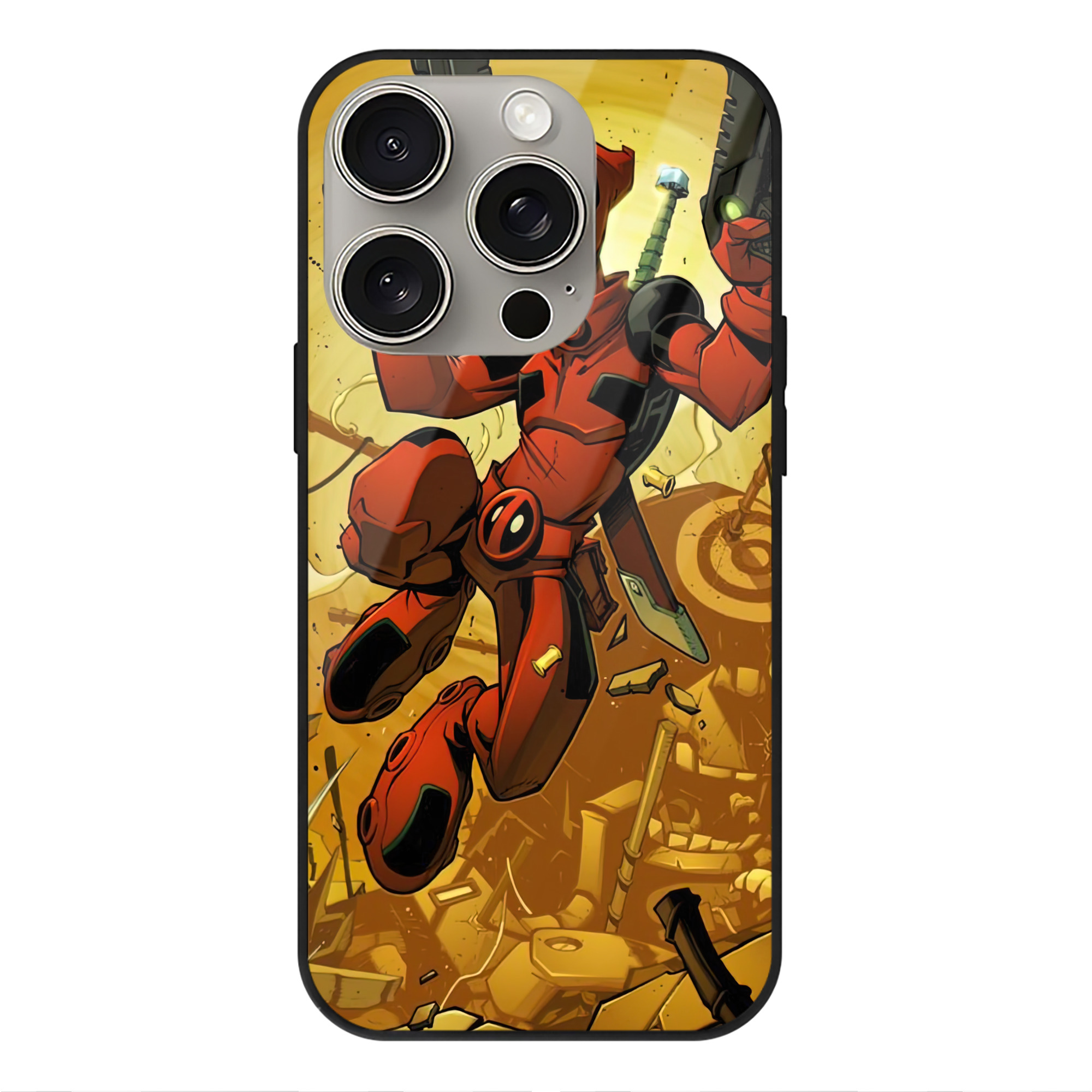 （画像用） Deadpool デッドプール 【iPhone15Pro対応】スマホケース 耐衝撃＆黄変防止 背面ガラス