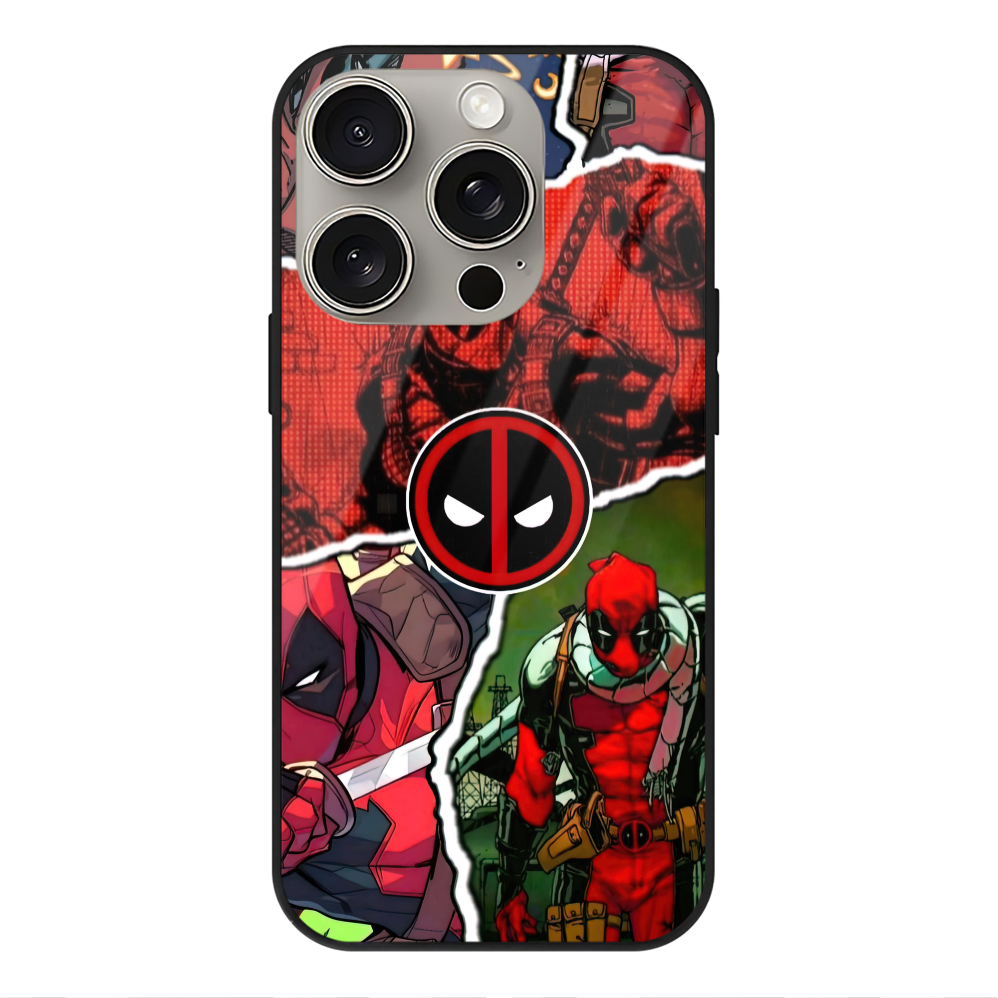 （画像用） Deadpool デッドプール 【iPhone15Pro対応】スマホケース 耐衝撃＆黄変防止 背面ガラス