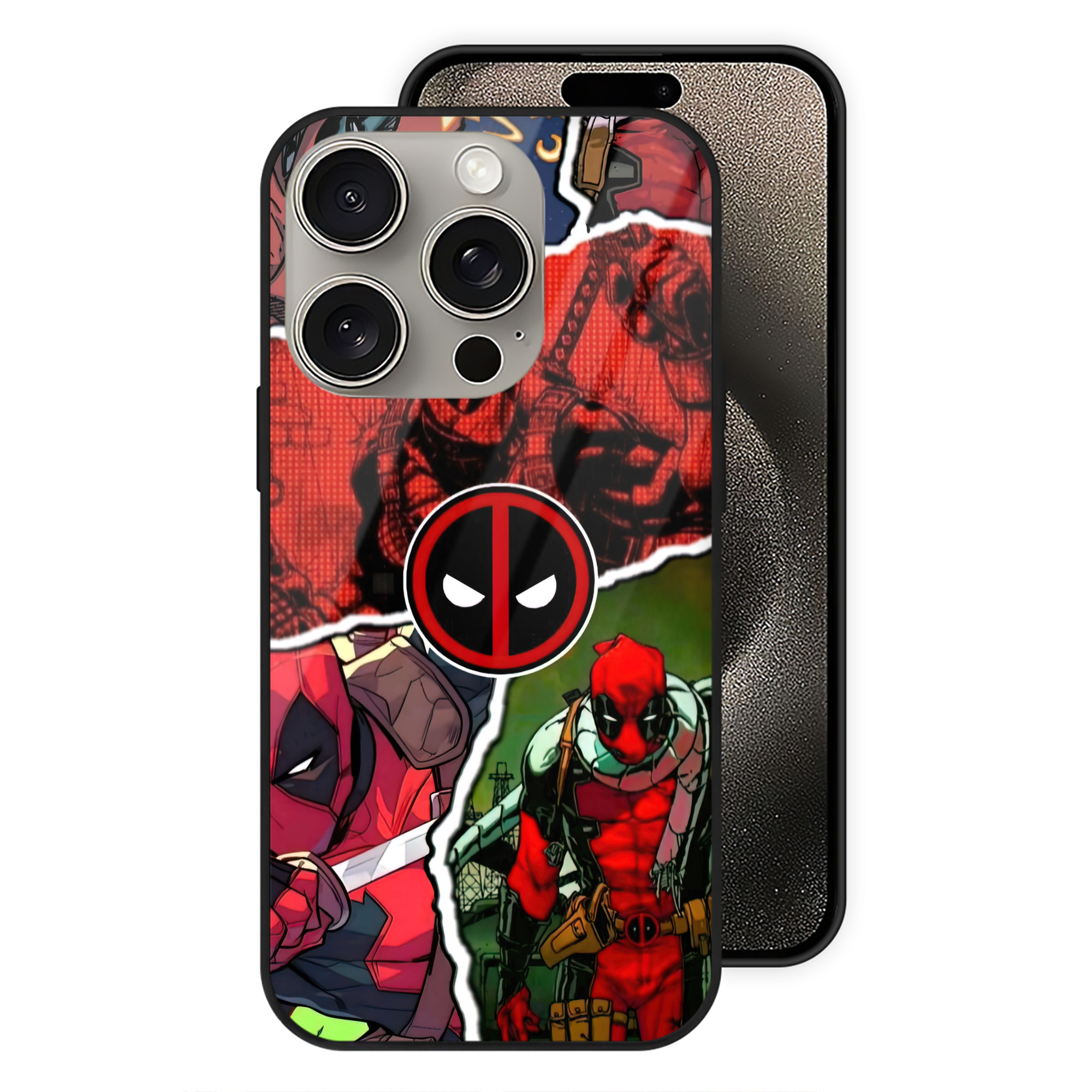 （画像用） Deadpool デッドプール 【iPhone15Pro対応】スマホケース 耐衝撃＆黄変防止 背面ガラス
