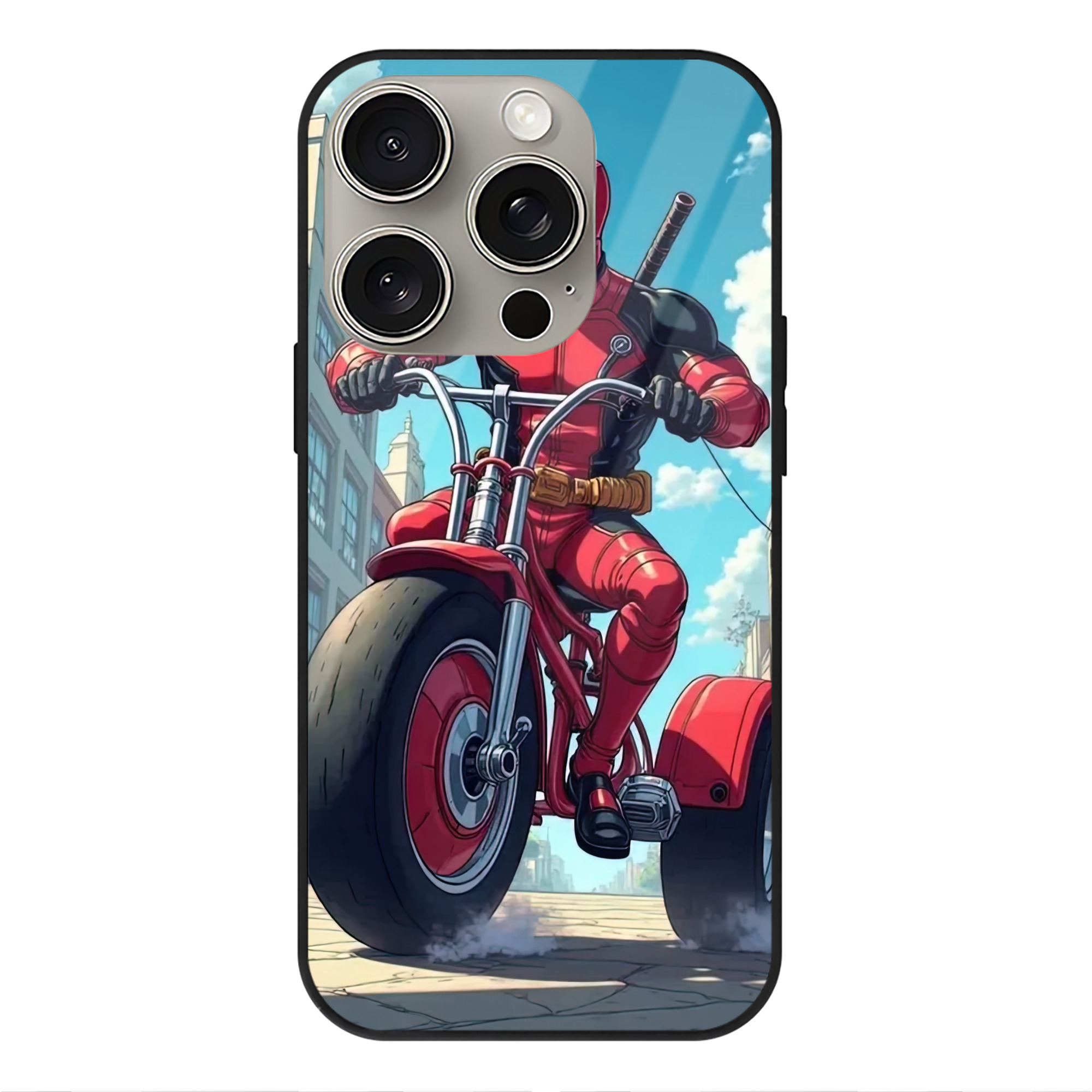 （画像用） Deadpool デッドプール 【iPhone15Pro対応】スマホケース 耐衝撃＆黄変防止 背面ガラス