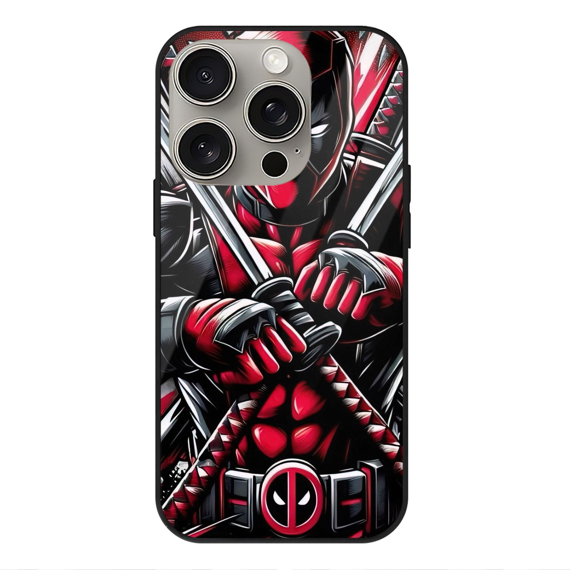 （画像用） Deadpool デッドプール 【iPhone15Pro対応】スマホケース 耐衝撃＆黄変防止 背面ガラス