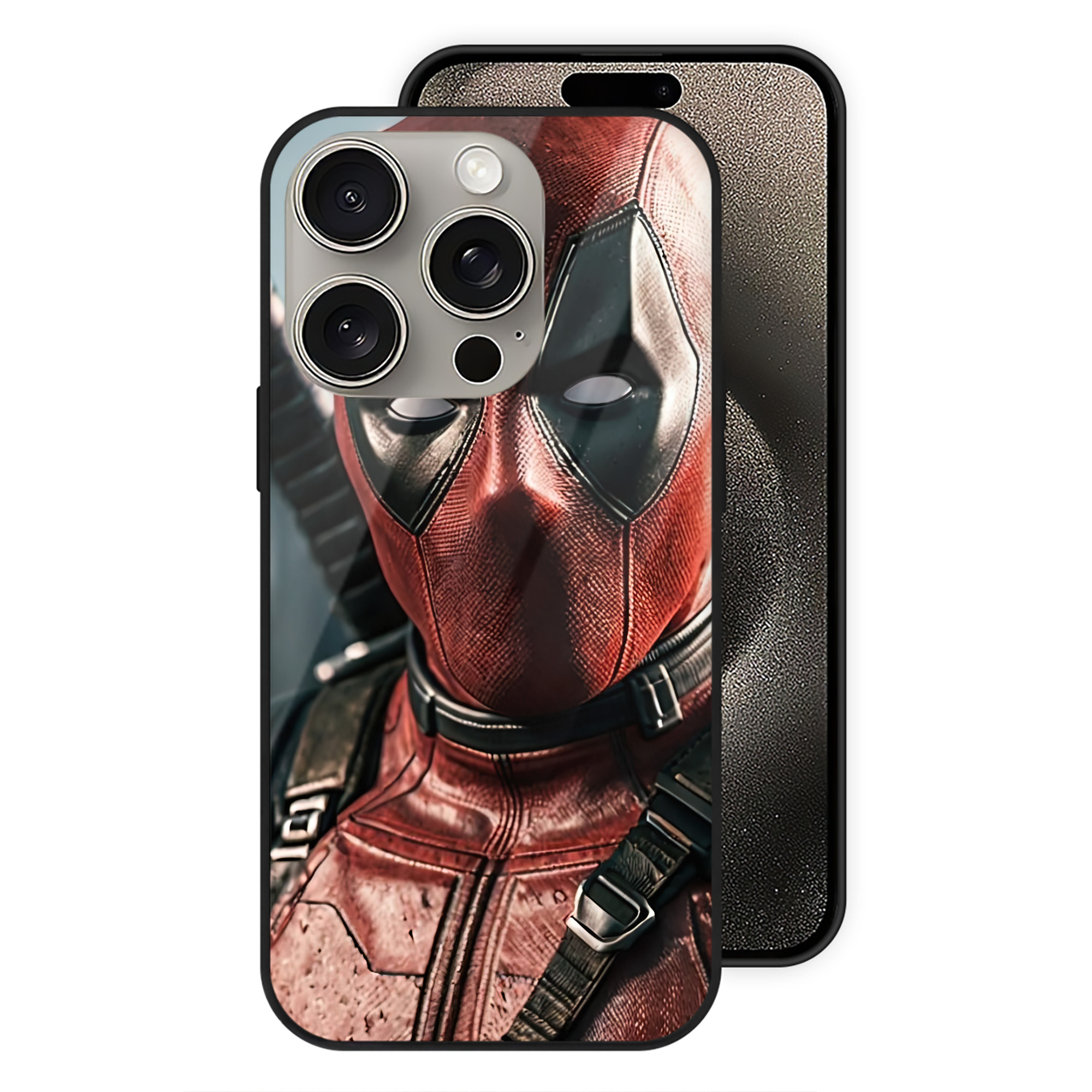 （画像用） Deadpool デッドプール 【iPhone15Pro対応】スマホケース 耐衝撃＆黄変防止 背面ガラス
