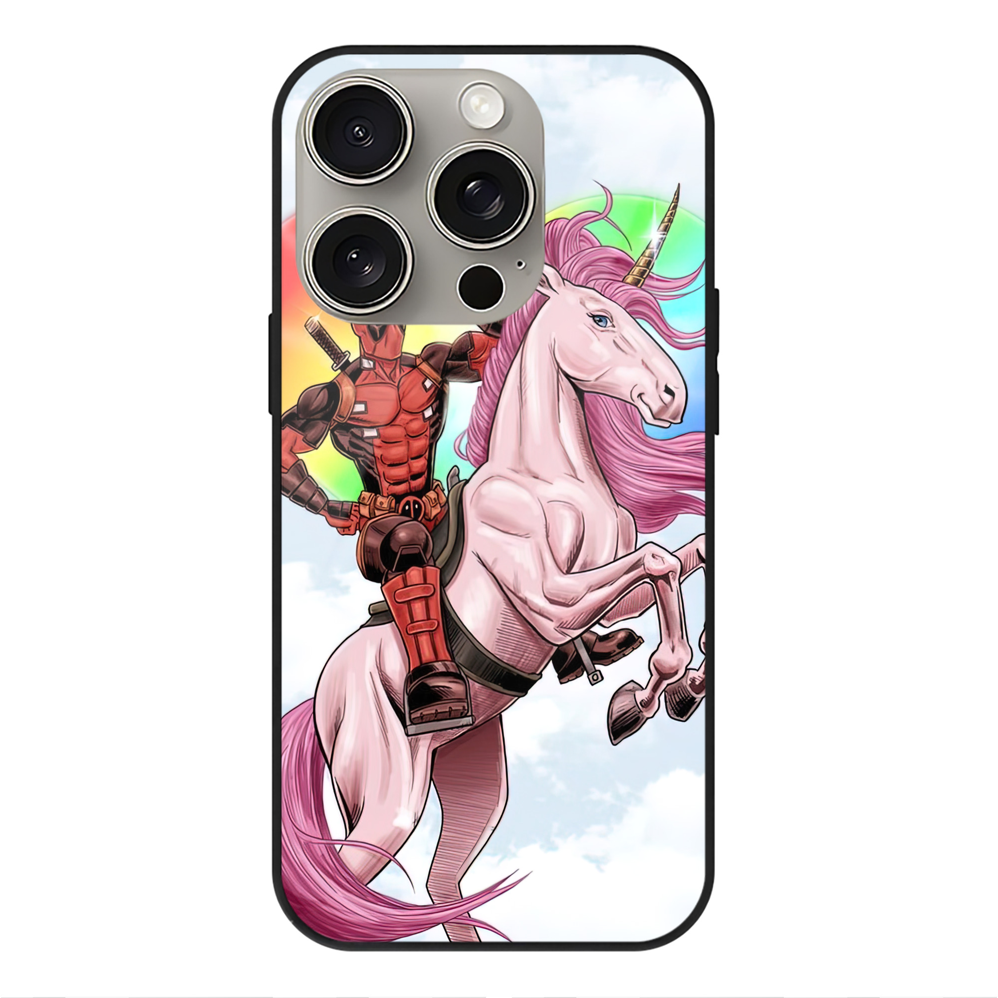 （画像用） Deadpool デッドプール 【iPhone15Pro対応】スマホケース 耐衝撃＆黄変防止 背面ガラス