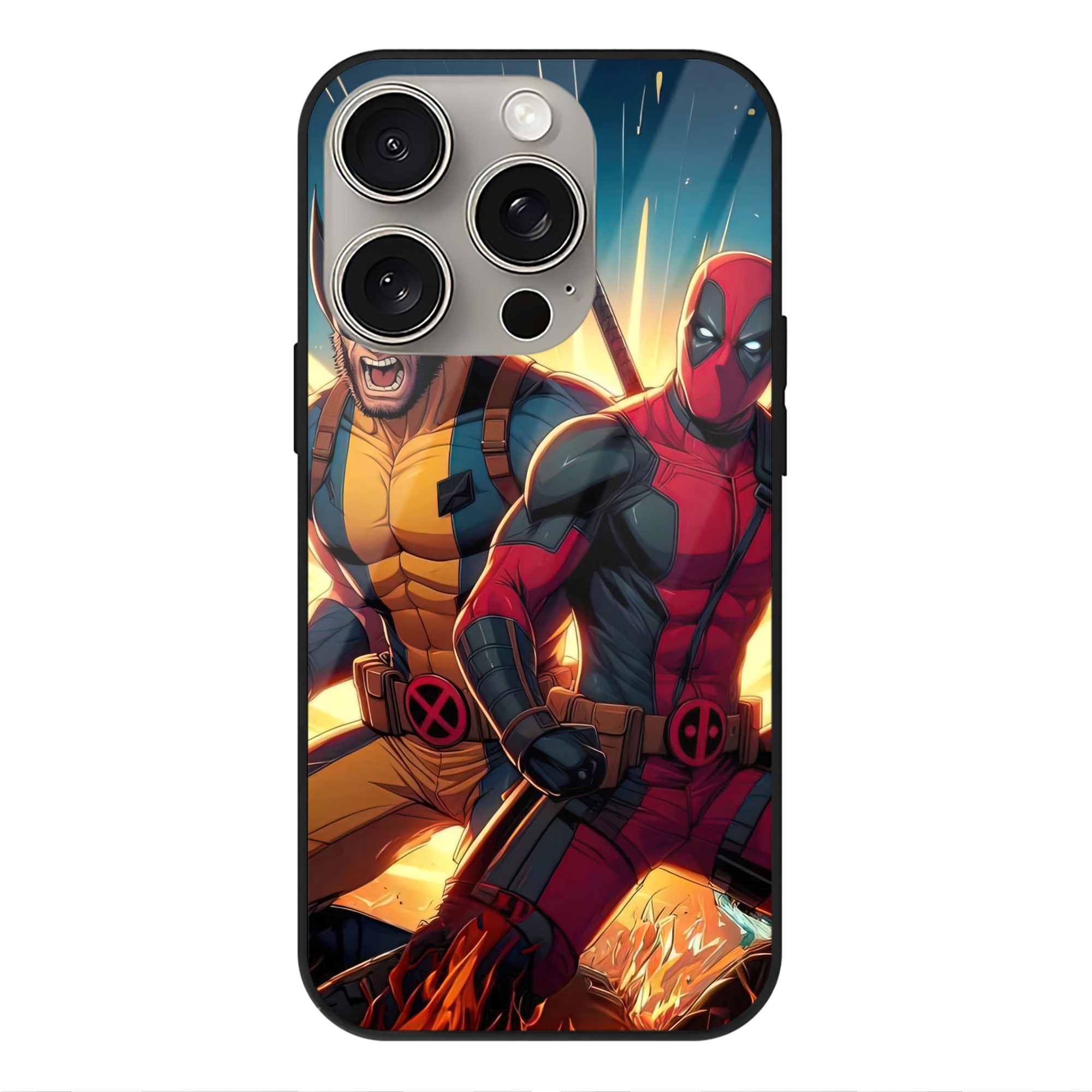 （画像用） Deadpool デッドプール 【iPhone15Pro対応】スマホケース 耐衝撃＆黄変防止 背面ガラス
