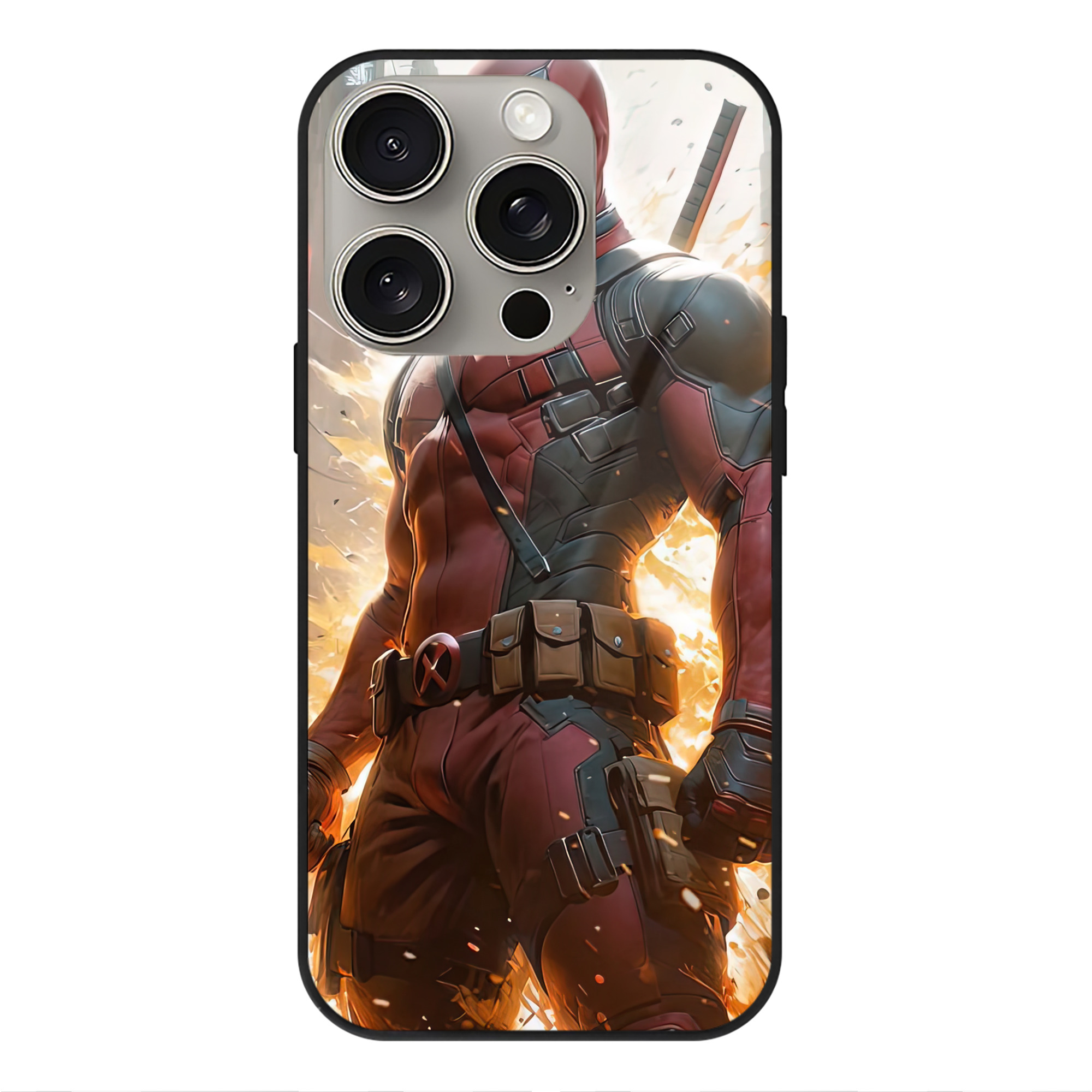 （画像用） Deadpool デッドプール 【iPhone15Pro対応】スマホケース 耐衝撃＆黄変防止 背面ガラス