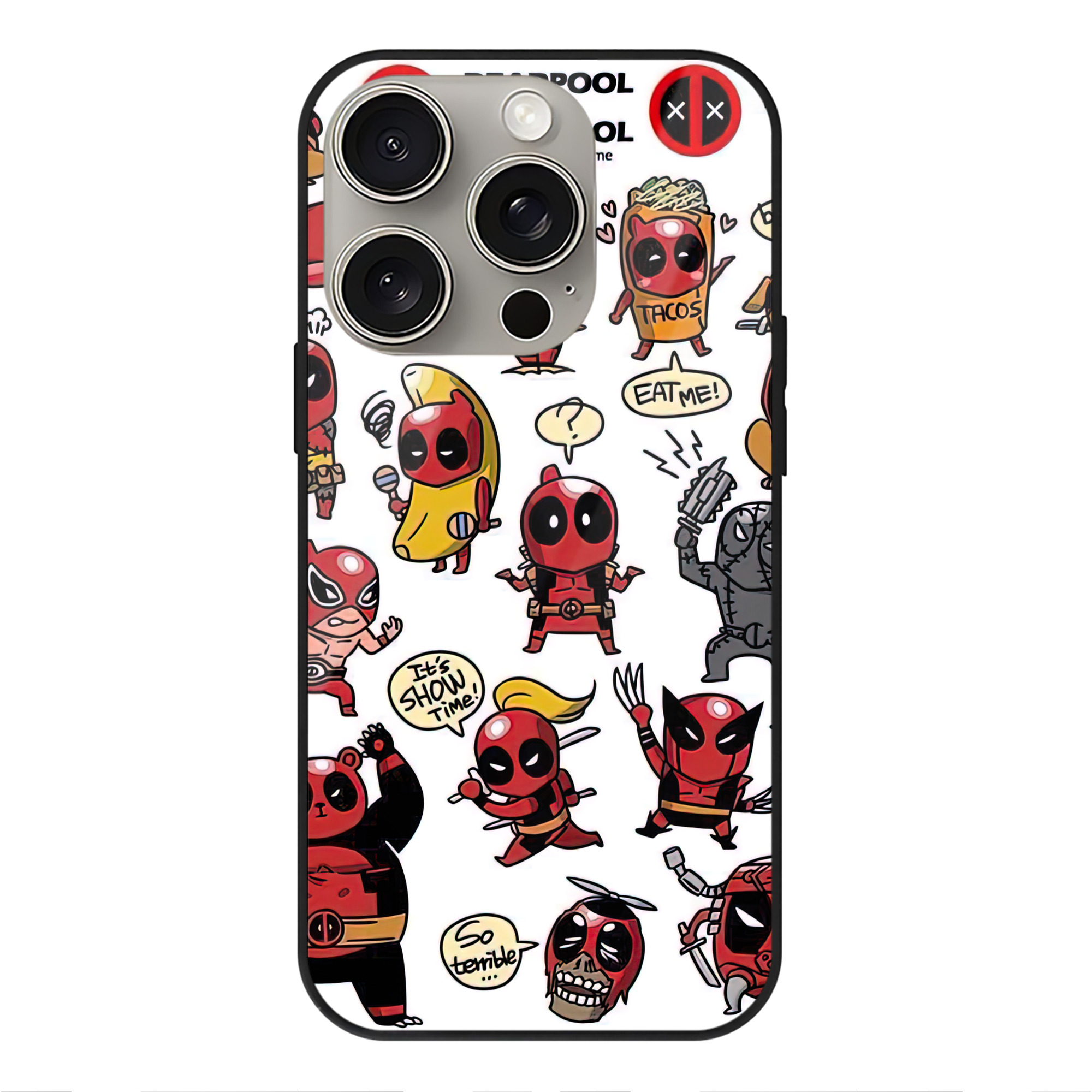 （画像用） Deadpool デッドプール 【iPhone15Pro対応】スマホケース 耐衝撃＆黄変防止 背面ガラス