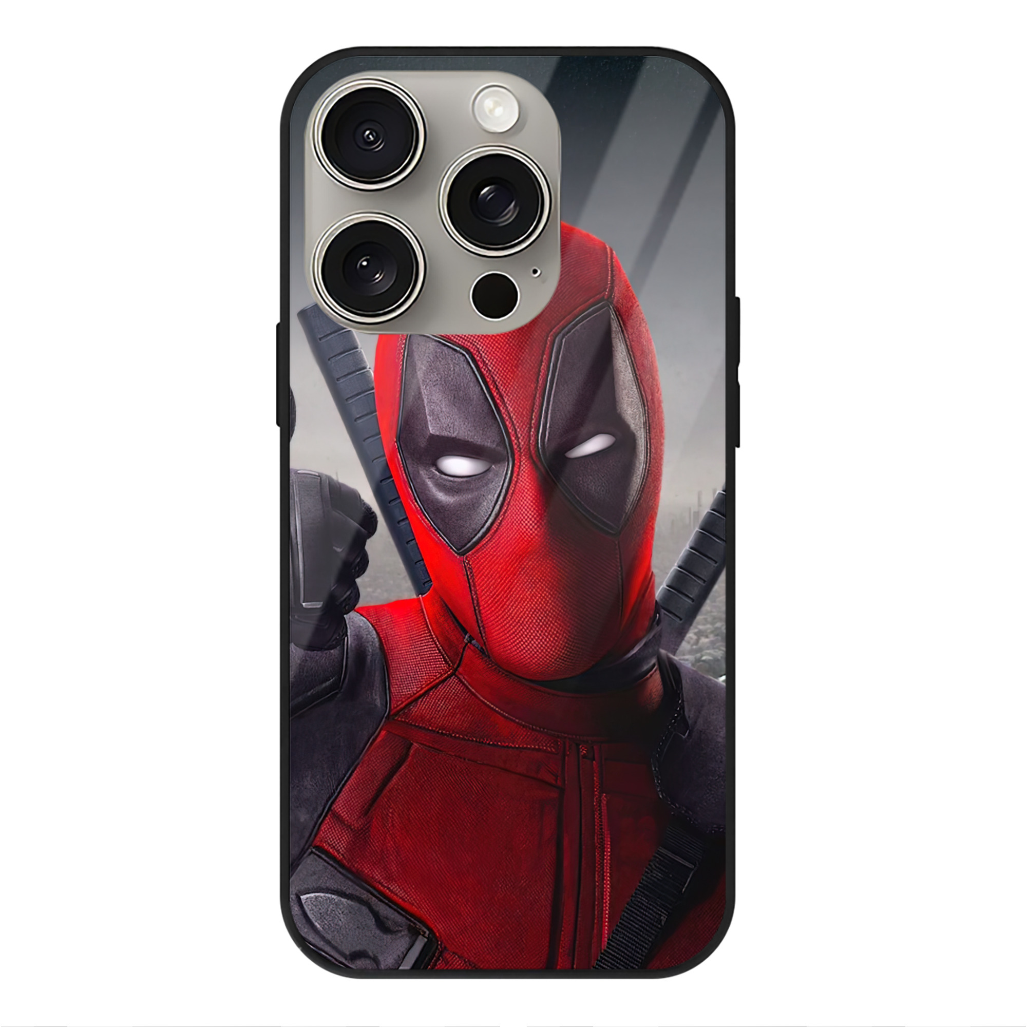 （画像用） Deadpool デッドプール 【iPhone15Pro対応】スマホケース 耐衝撃＆黄変防止 背面ガラス