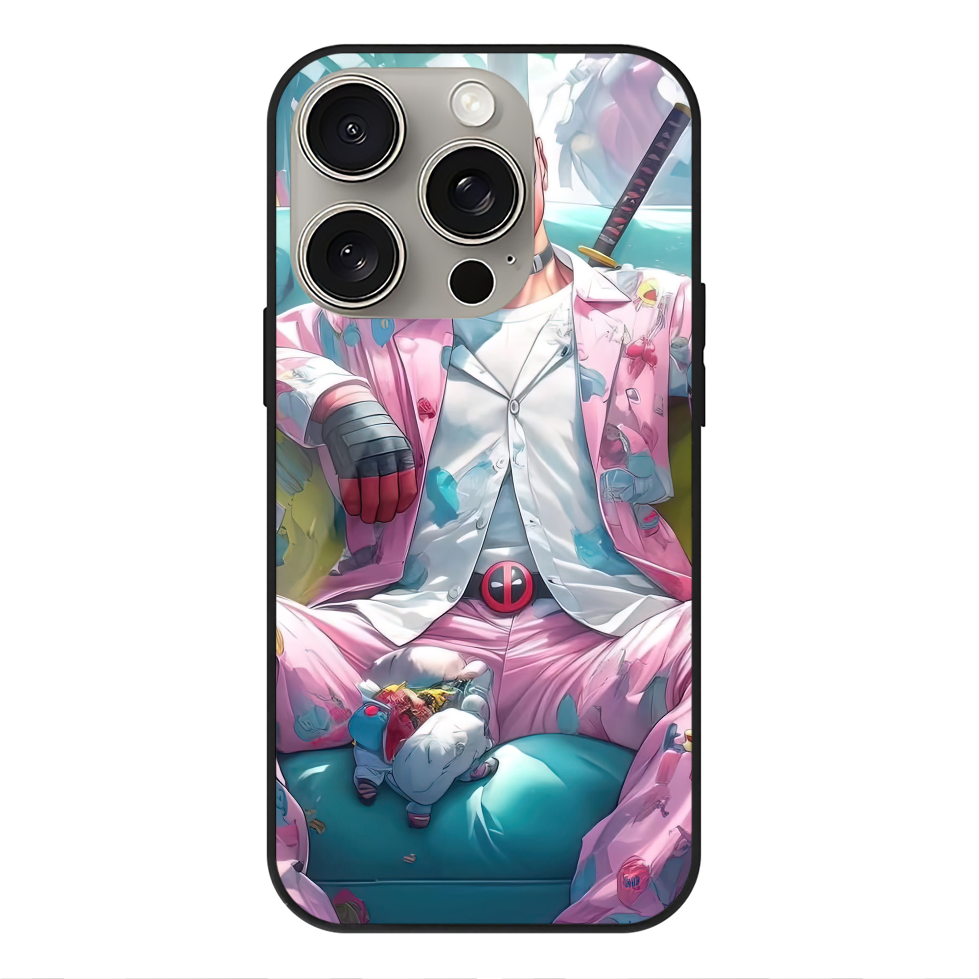 （画像用） Deadpool デッドプール 【iPhone15Pro対応】スマホケース 耐衝撃＆黄変防止 背面ガラス