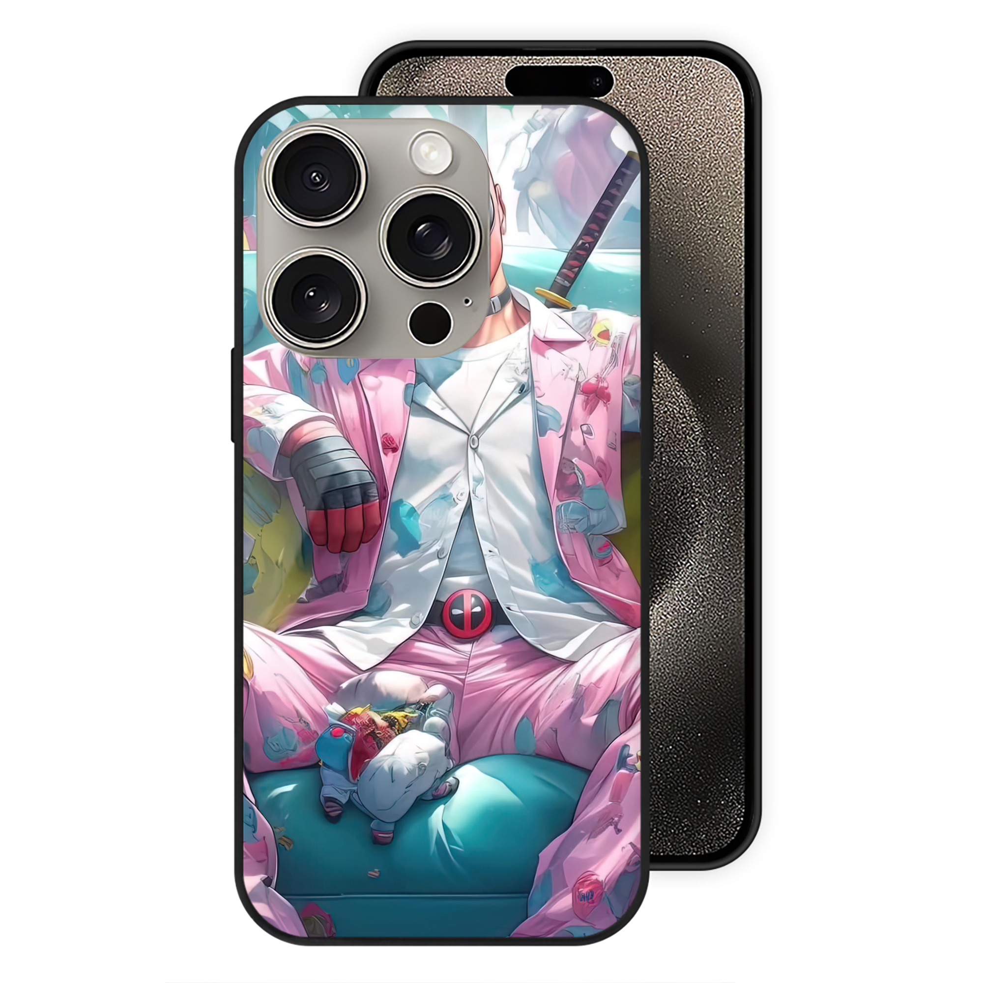 （画像用） Deadpool デッドプール 【iPhone15Pro対応】スマホケース 耐衝撃＆黄変防止 背面ガラス