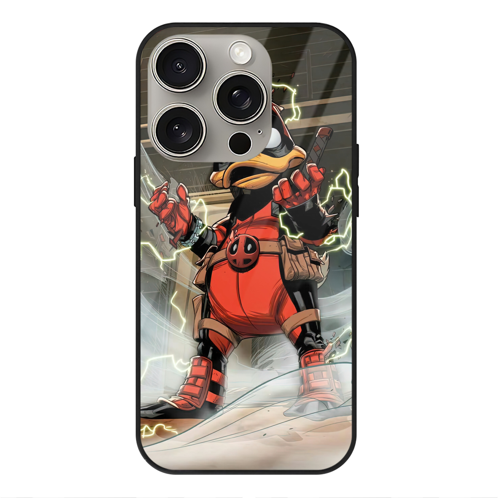 （画像用） Deadpool デッドプール 【iPhone15Pro対応】スマホケース 耐衝撃＆黄変防止 背面ガラス