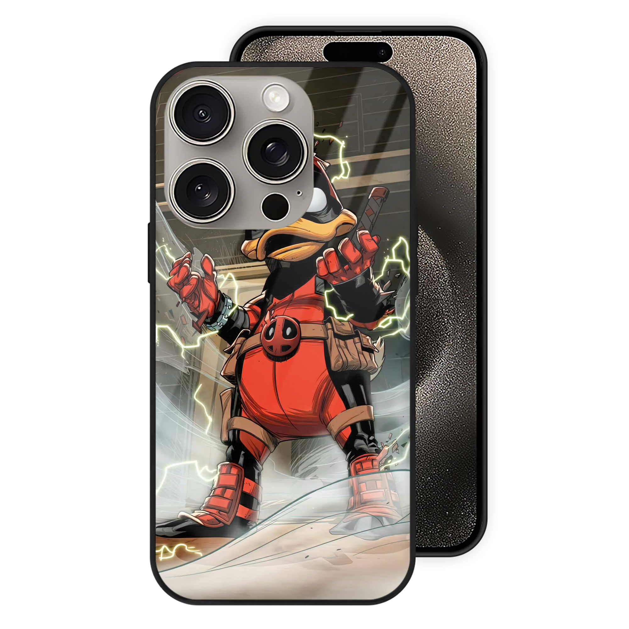 （画像用） Deadpool デッドプール 【iPhone15Pro対応】スマホケース 耐衝撃＆黄変防止 背面ガラス