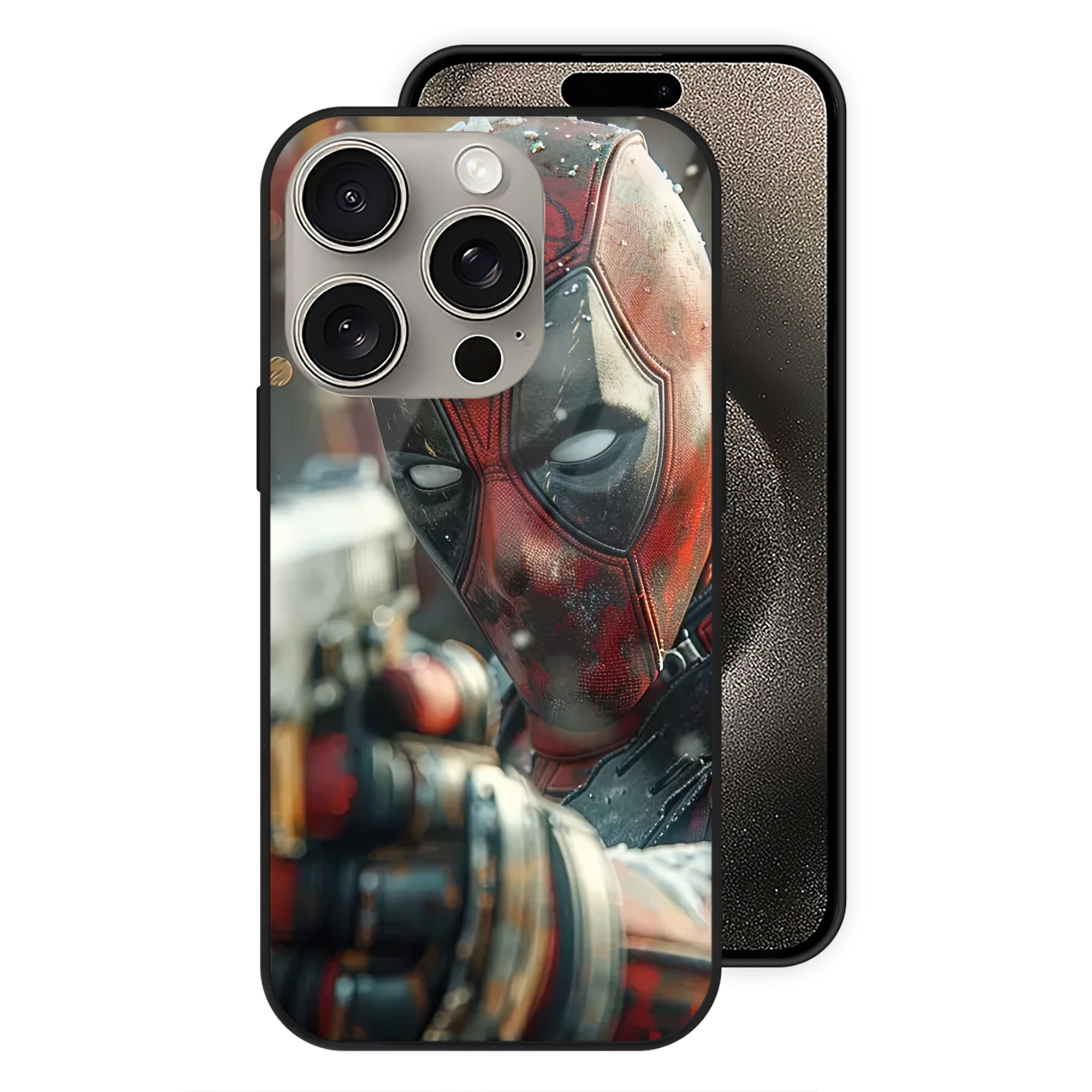 （画像用） Deadpool デッドプール 【iPhone15Pro対応】スマホケース 耐衝撃＆黄変防止 背面ガラス