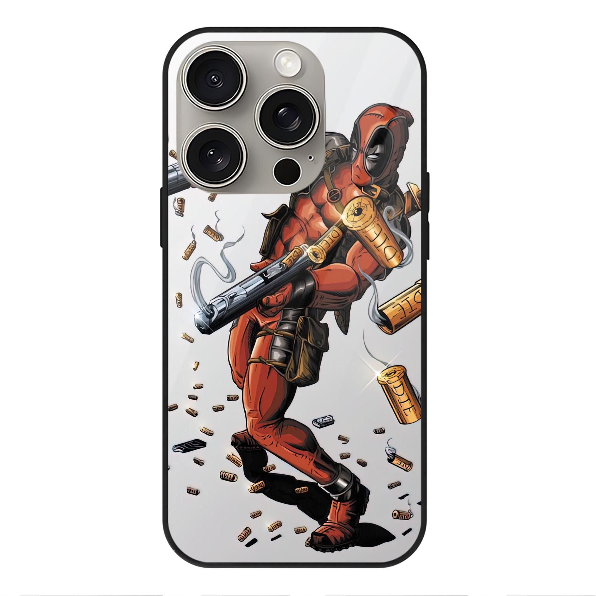 （画像用） Deadpool デッドプール 【iPhone15Pro対応】スマホケース 耐衝撃＆黄変防止 背面ガラス