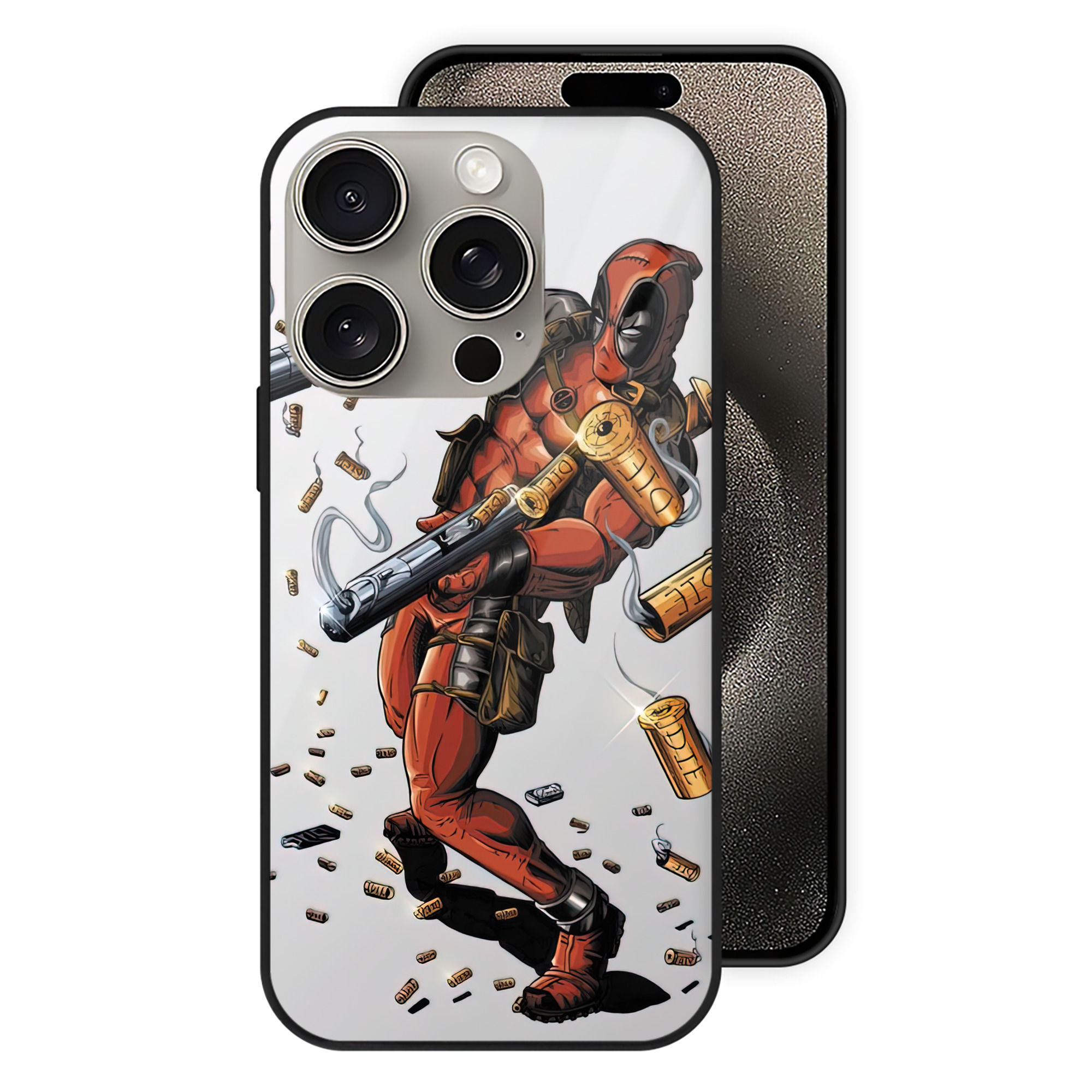 （画像用） Deadpool デッドプール 【iPhone15Pro対応】スマホケース 耐衝撃＆黄変防止 背面ガラス