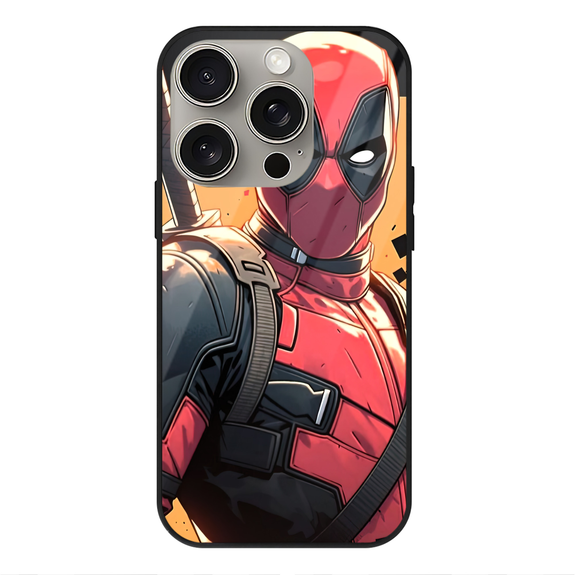（画像用） Deadpool デッドプール 【iPhone15Pro対応】スマホケース 耐衝撃＆黄変防止 背面ガラス