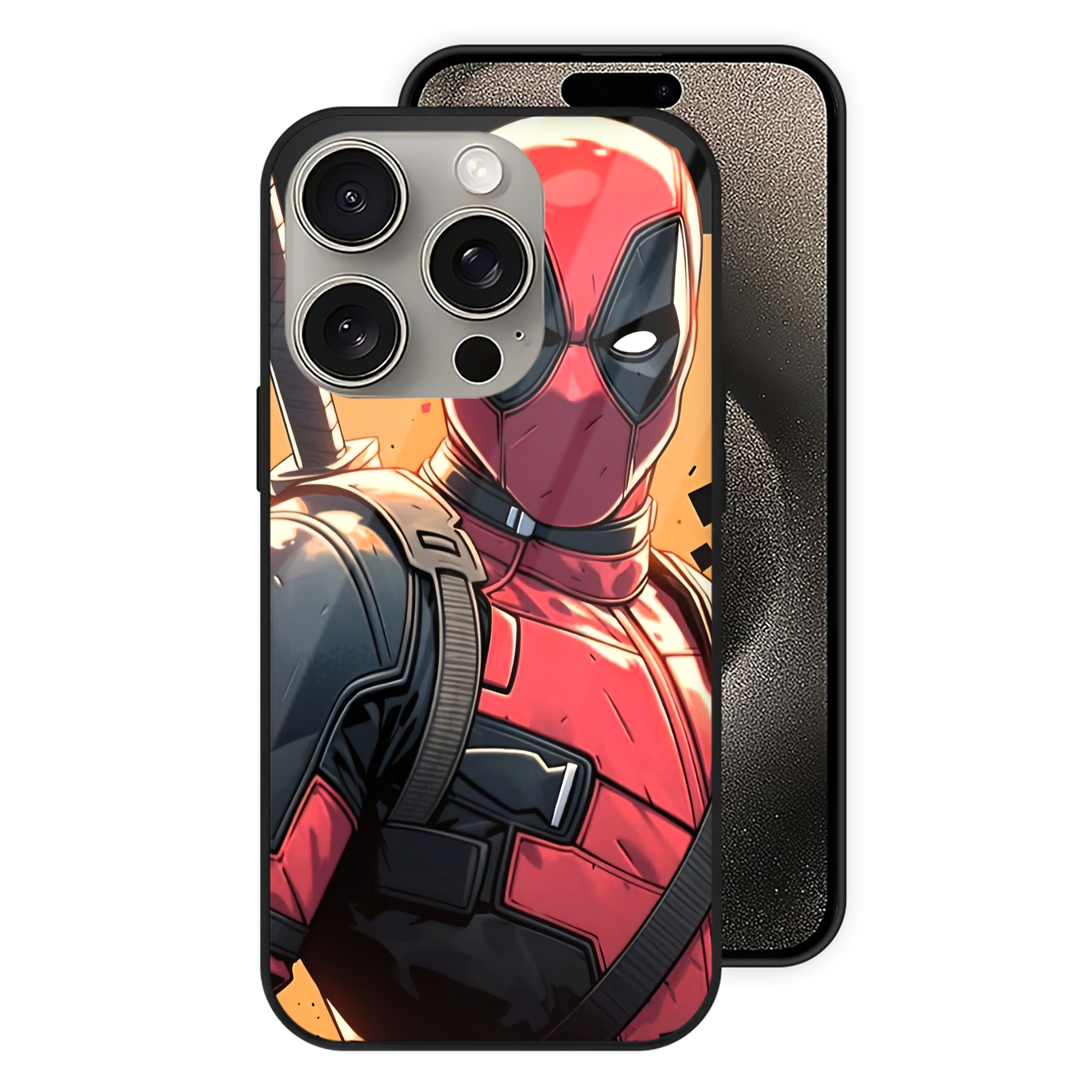 （画像用） Deadpool デッドプール 【iPhone15Pro対応】スマホケース 耐衝撃＆黄変防止 背面ガラス
