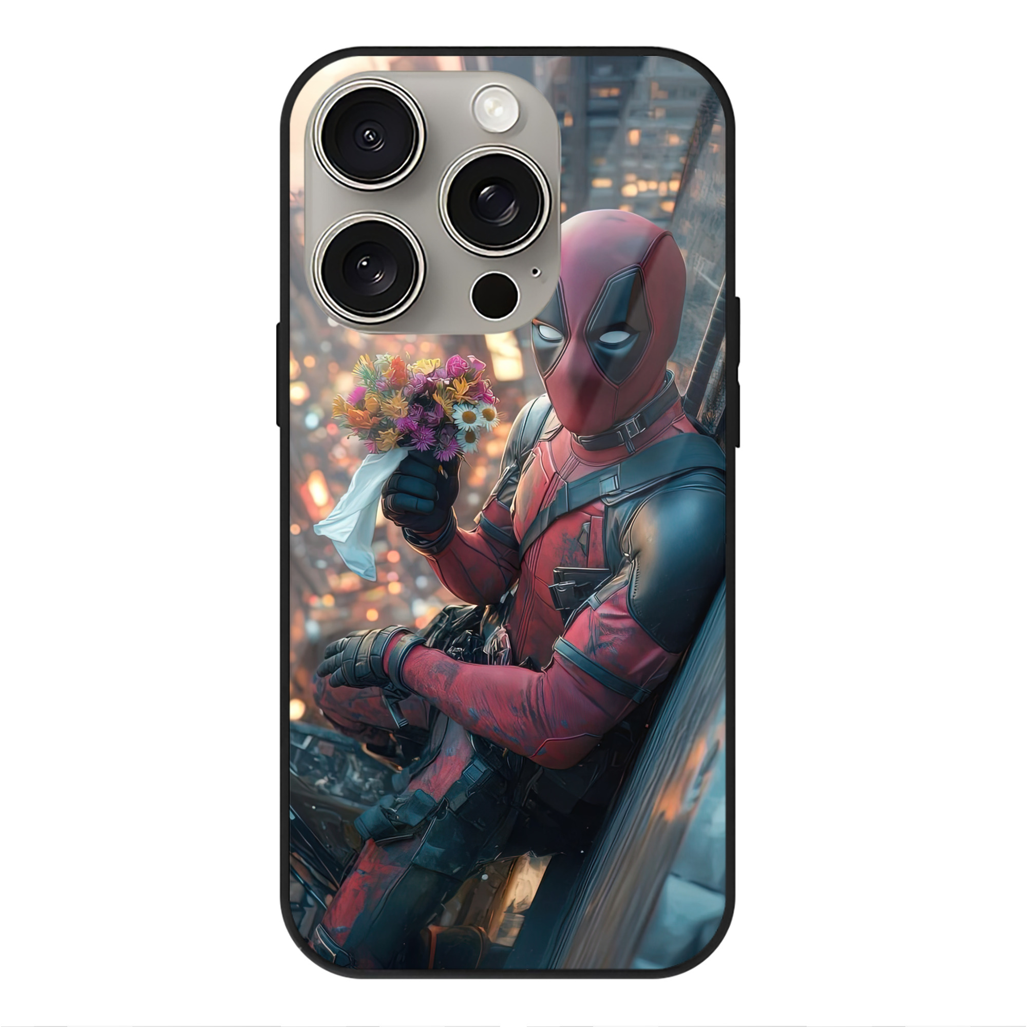 （画像用） Deadpool デッドプール 【iPhone15Pro対応】スマホケース 耐衝撃＆黄変防止 背面ガラス