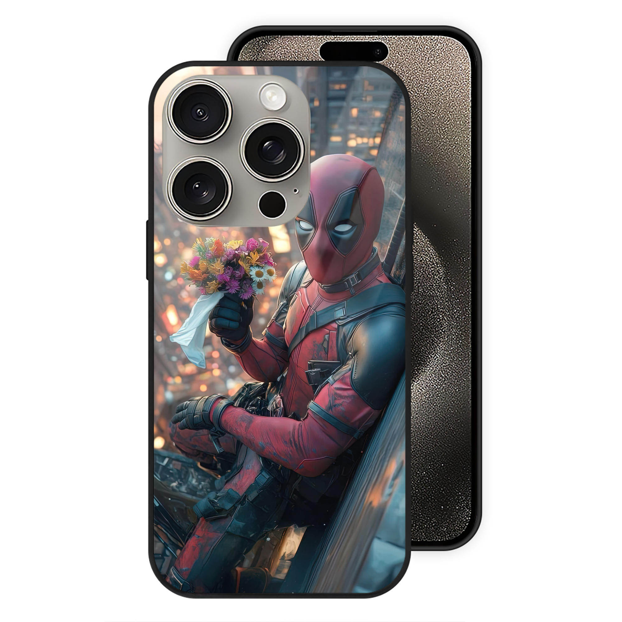 （画像用） Deadpool デッドプール 【iPhone15Pro対応】スマホケース 耐衝撃＆黄変防止 背面ガラス