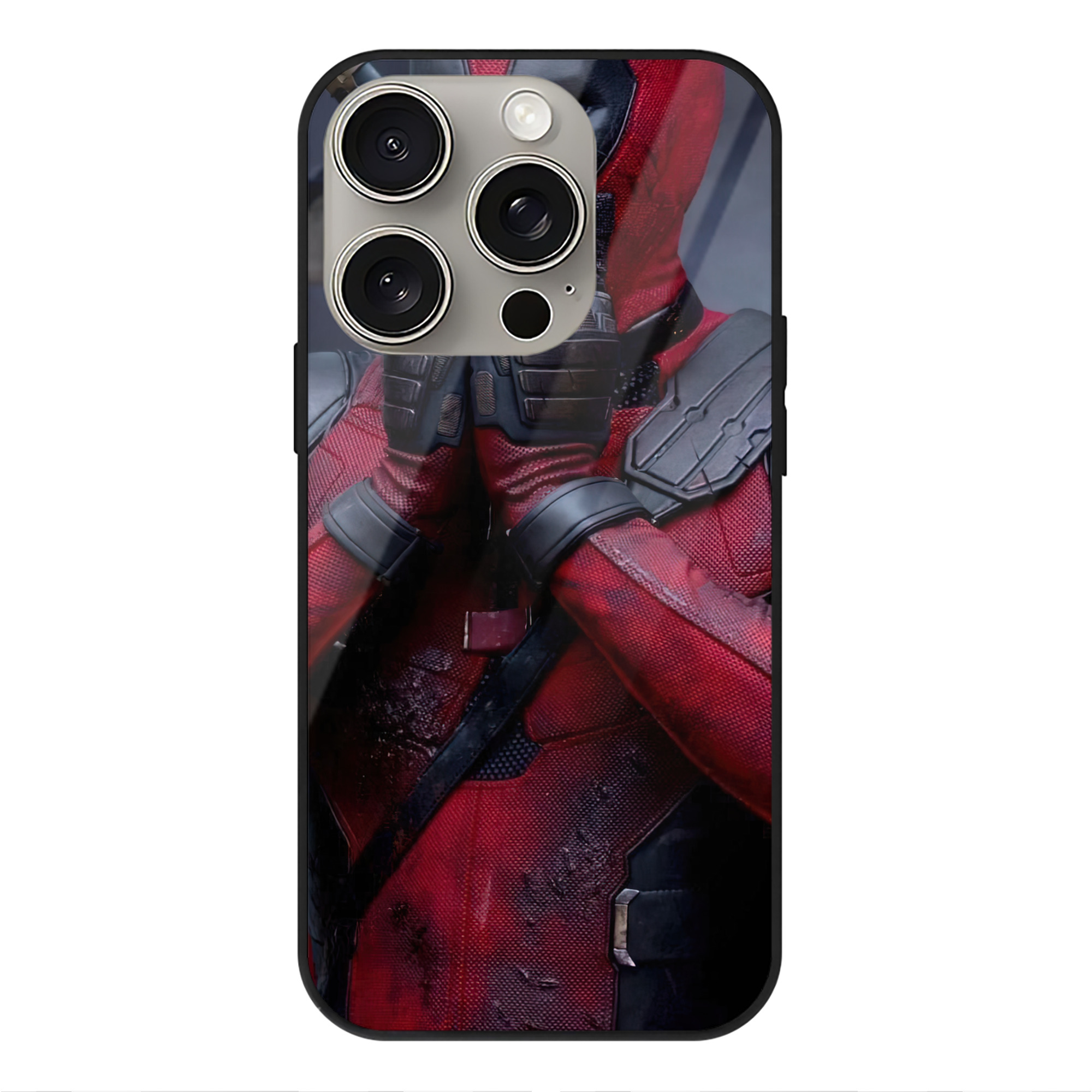 （画像用） Deadpool デッドプール 【iPhone15Pro対応】スマホケース 耐衝撃＆黄変防止 背面ガラス
