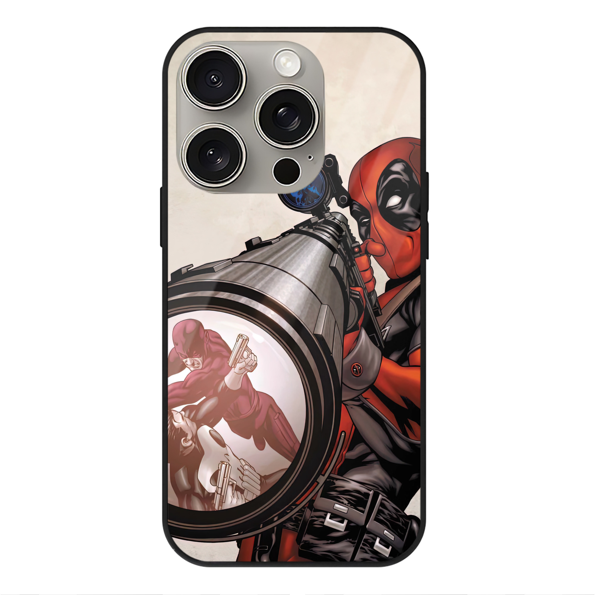 （画像用） Deadpool デッドプール 【iPhone15Pro対応】スマホケース 耐衝撃＆黄変防止 背面ガラス