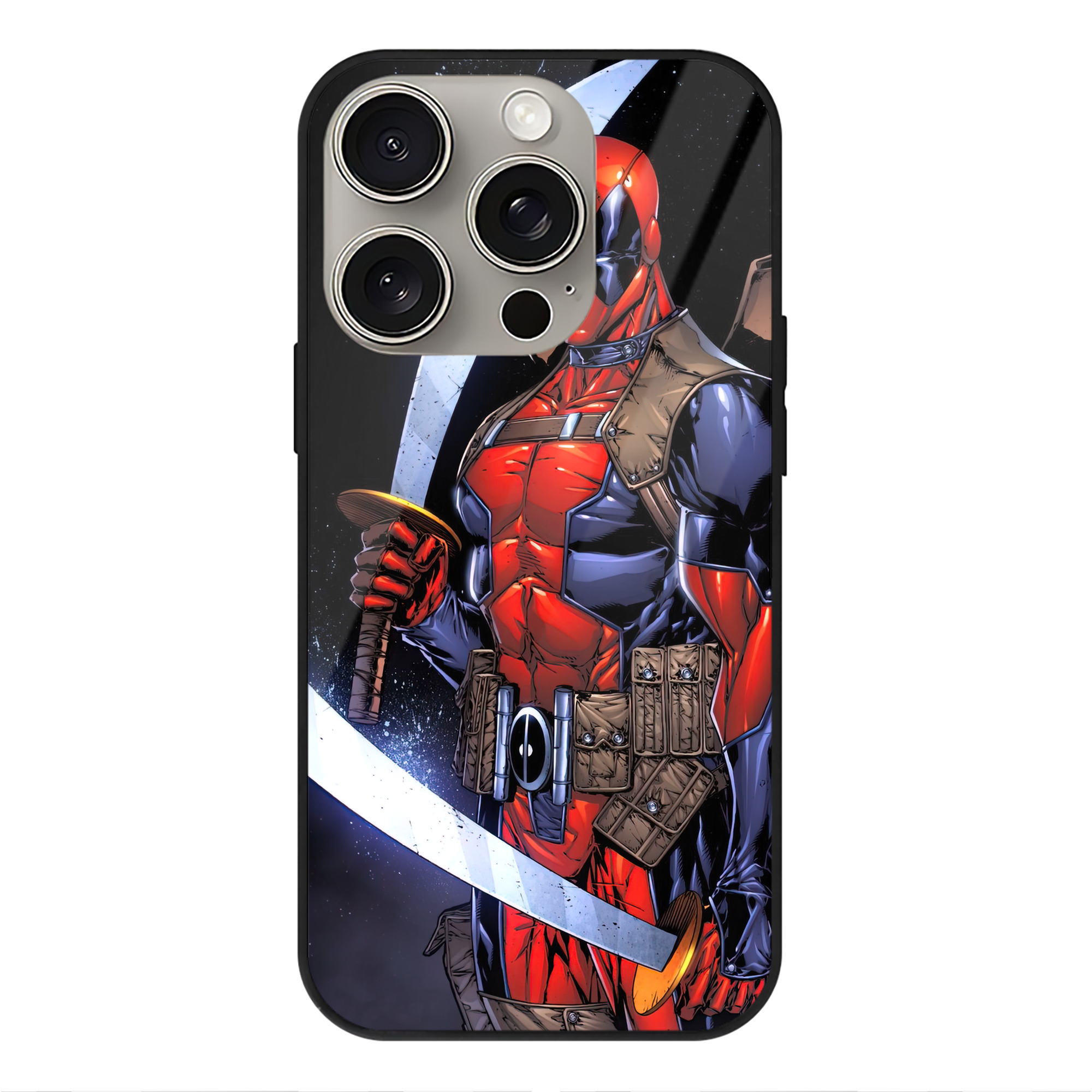 （画像用） Deadpool デッドプール 【iPhone15Pro対応】スマホケース 耐衝撃＆黄変防止 背面ガラス