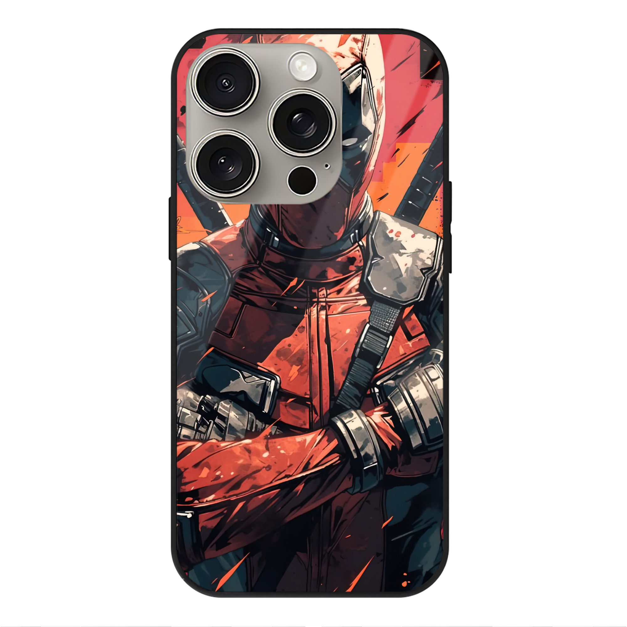 （画像用） Deadpool デッドプール 【iPhone15Pro対応】スマホケース 耐衝撃＆黄変防止 背面ガラス