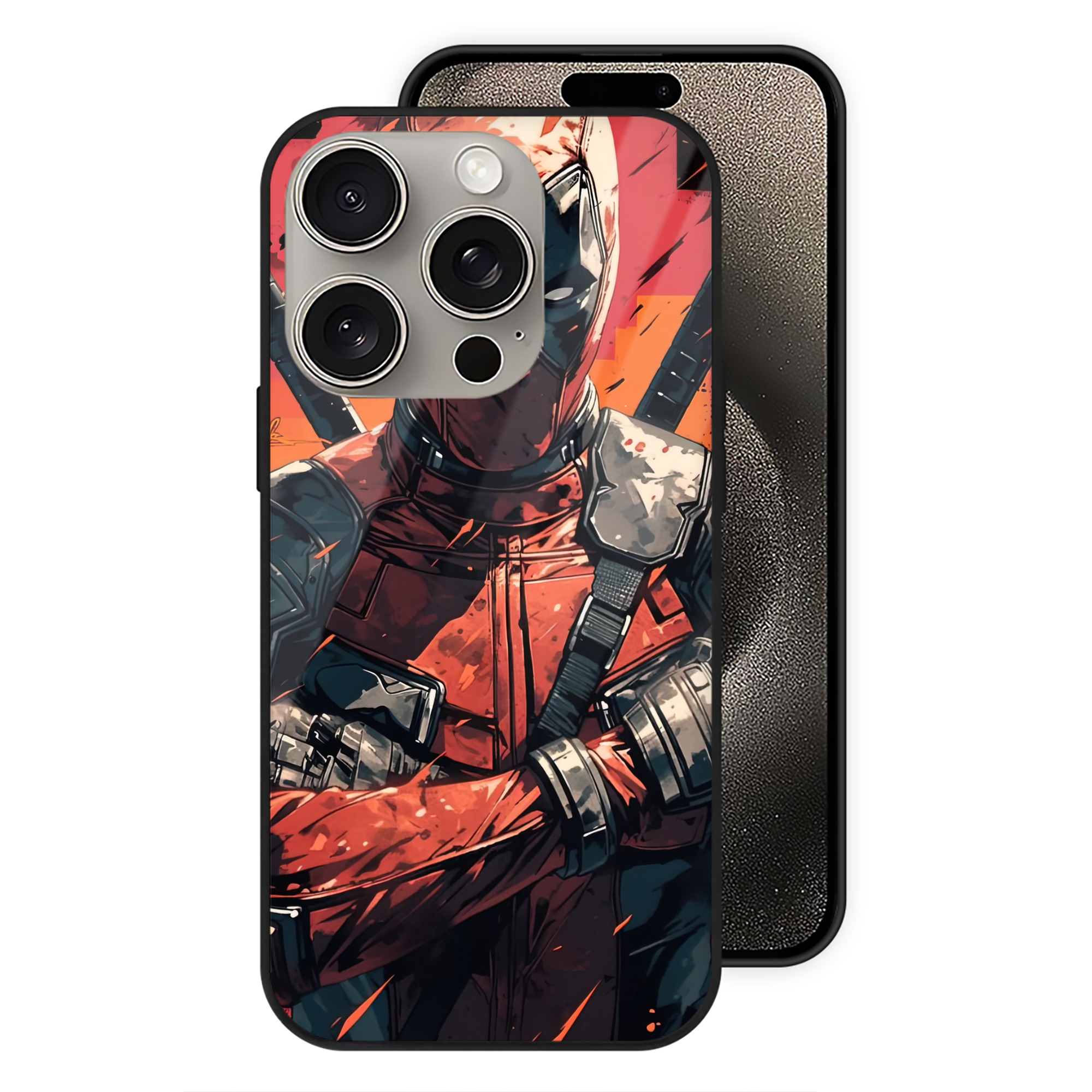 （画像用） Deadpool デッドプール 【iPhone15Pro対応】スマホケース 耐衝撃＆黄変防止 背面ガラス