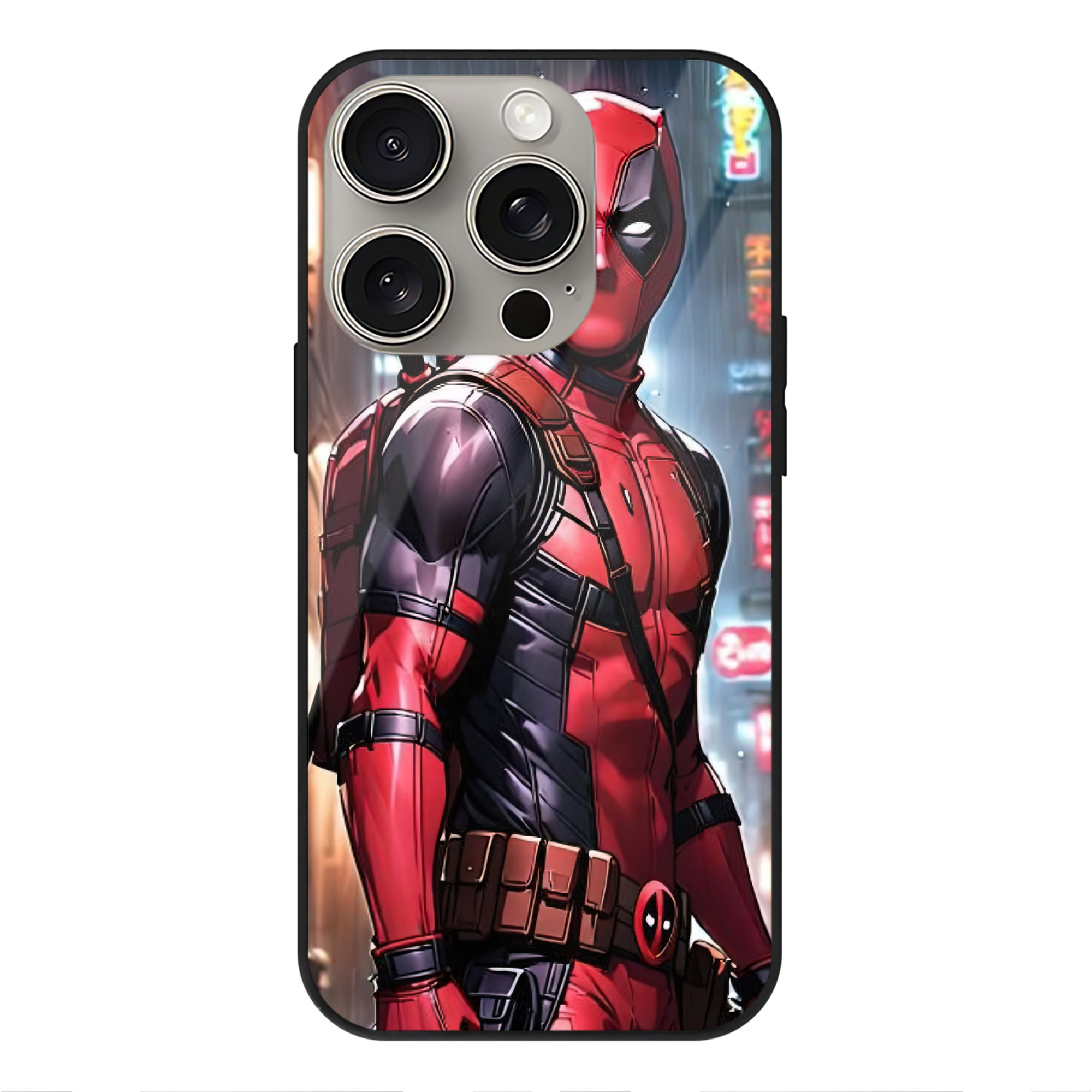 （画像用） Deadpool デッドプール 【iPhone15Pro対応】スマホケース 耐衝撃＆黄変防止 背面ガラス