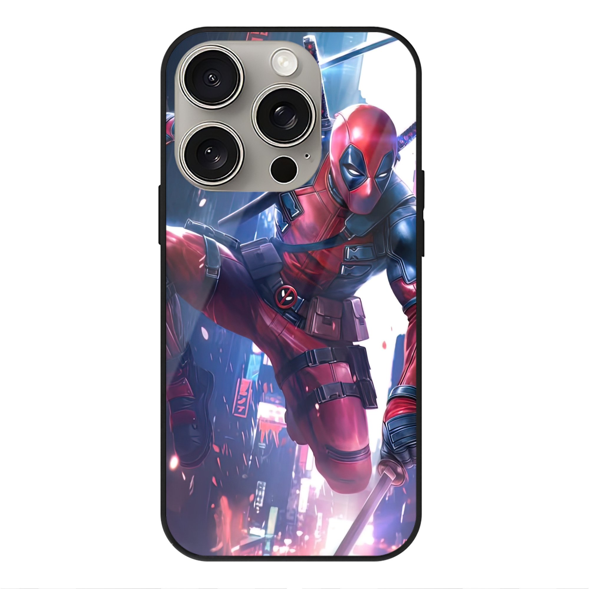 （画像用） Deadpool デッドプール 【iPhone15Pro対応】スマホケース 耐衝撃＆黄変防止 背面ガラス