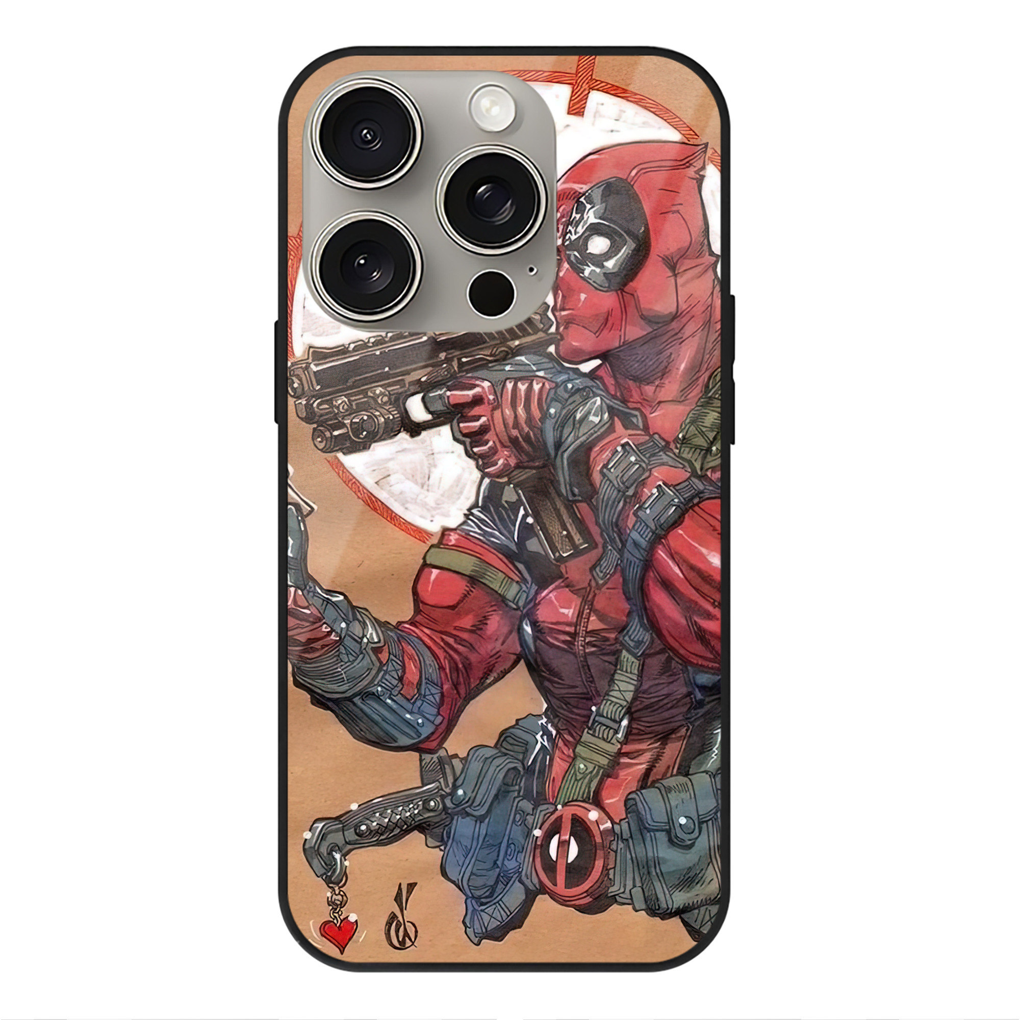 （画像用） Deadpool デッドプール 【iPhone15Pro対応】スマホケース 耐衝撃＆黄変防止 背面ガラス