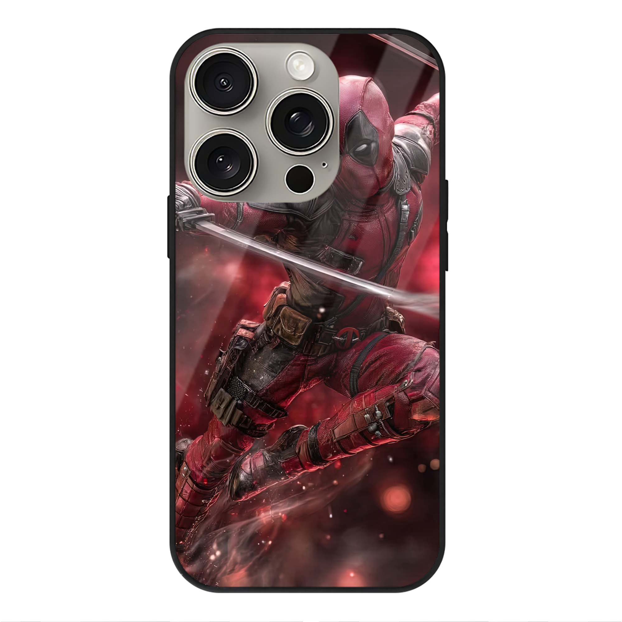 （画像用） Deadpool デッドプール 【iPhone15Pro対応】スマホケース 耐衝撃＆黄変防止 背面ガラス