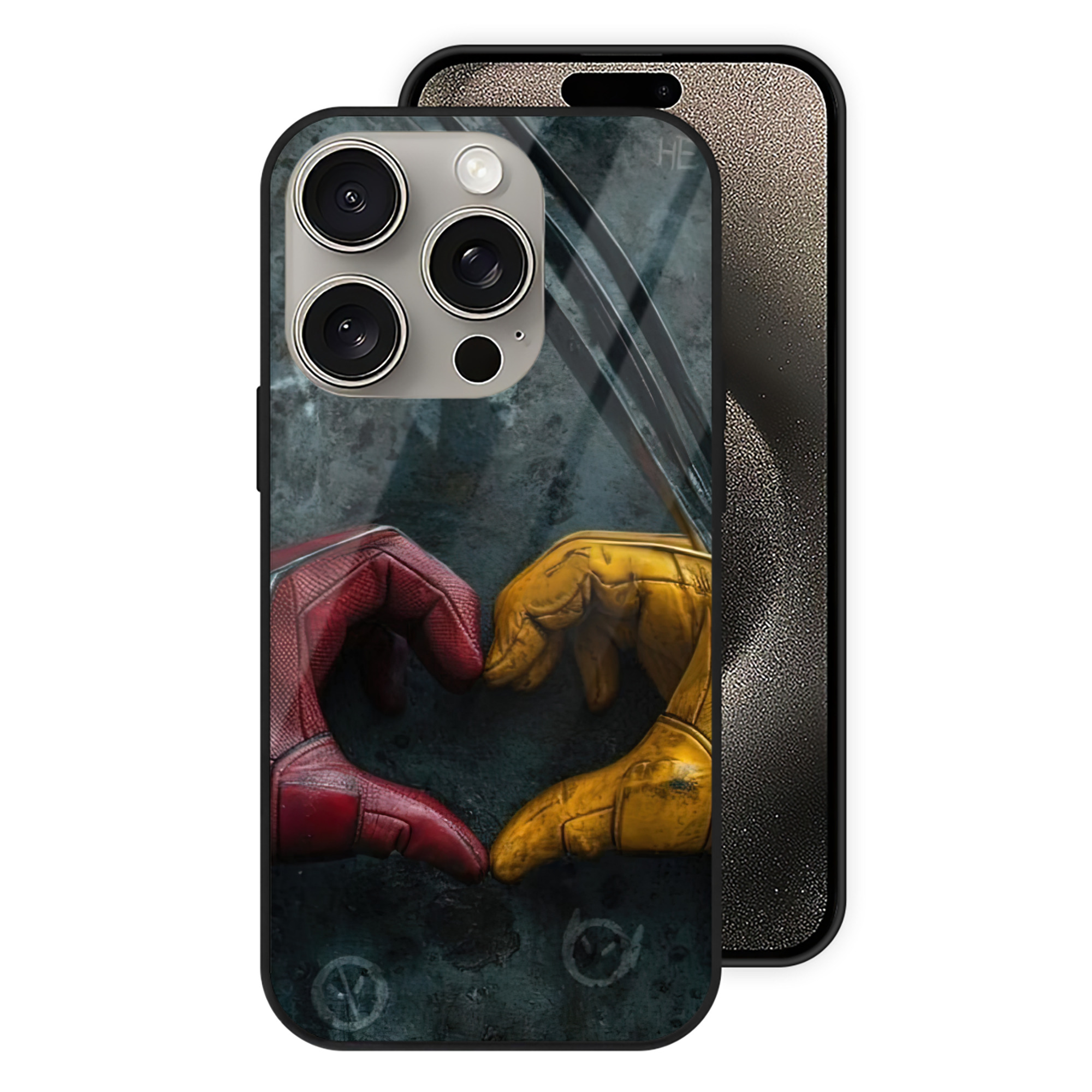 （画像用） Deadpool デッドプール 【iPhone15Pro対応】スマホケース 耐衝撃＆黄変防止 背面ガラス