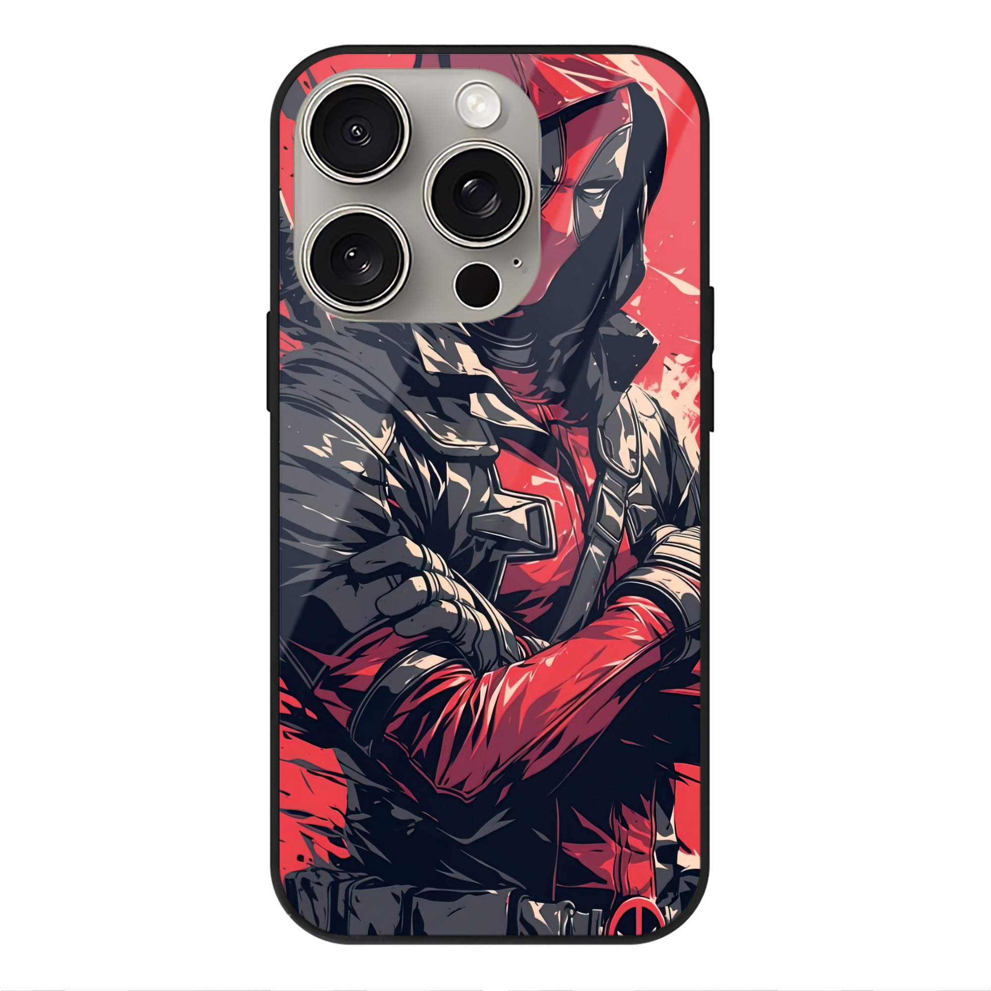 （画像用） Deadpool デッドプール 【iPhone15Pro対応】スマホケース 耐衝撃＆黄変防止 背面ガラス