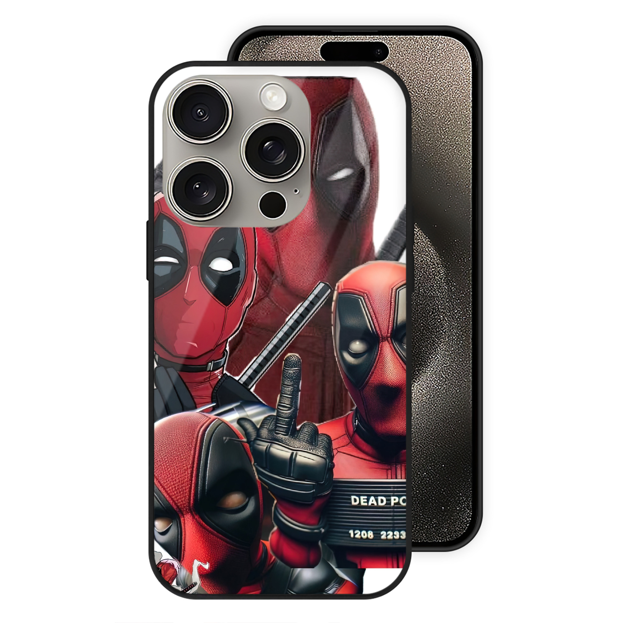 （画像用） Deadpool デッドプール 【iPhone15Pro対応】スマホケース 耐衝撃＆黄変防止 背面ガラス