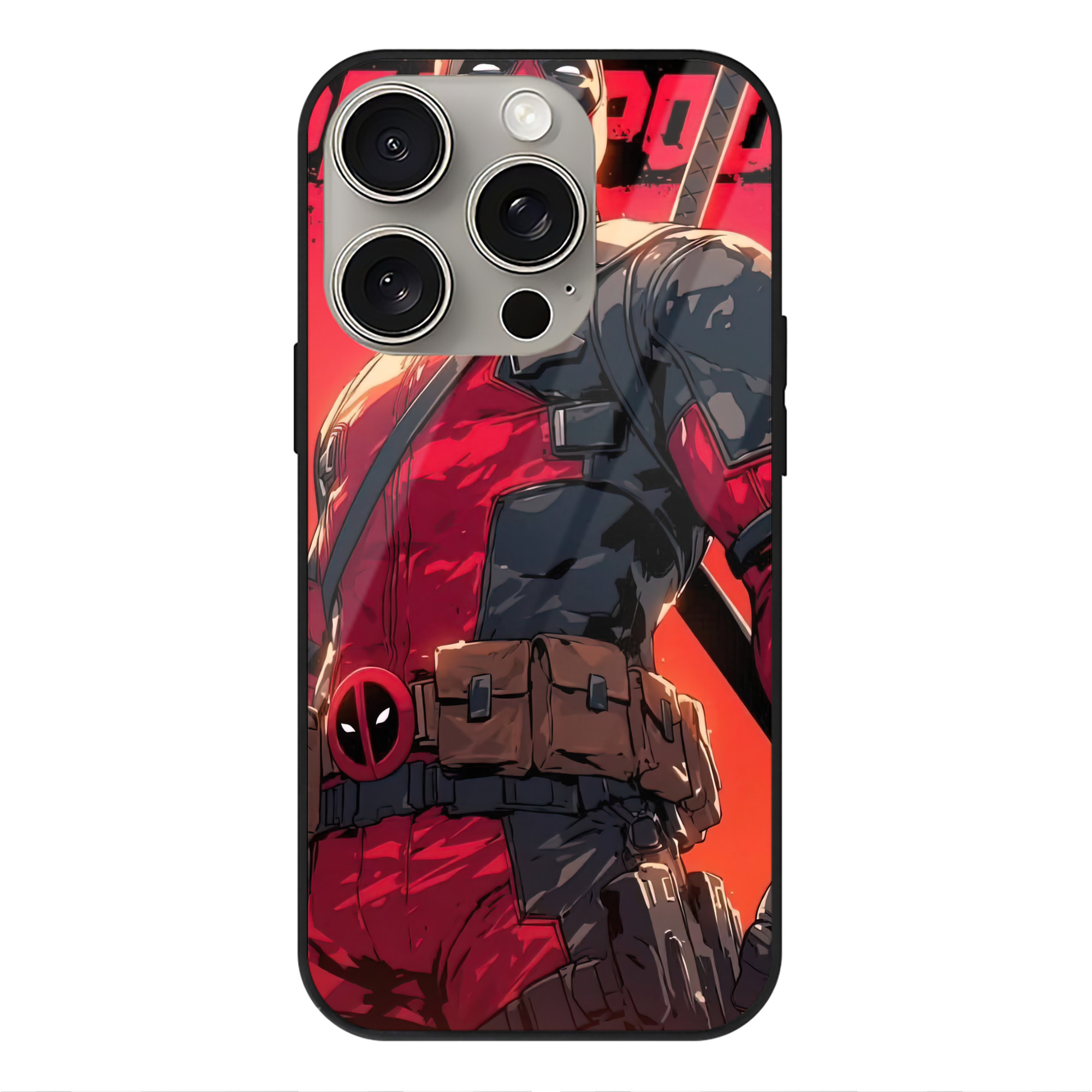 （画像用） Deadpool デッドプール 【iPhone15Pro対応】スマホケース 耐衝撃＆黄変防止 背面ガラス