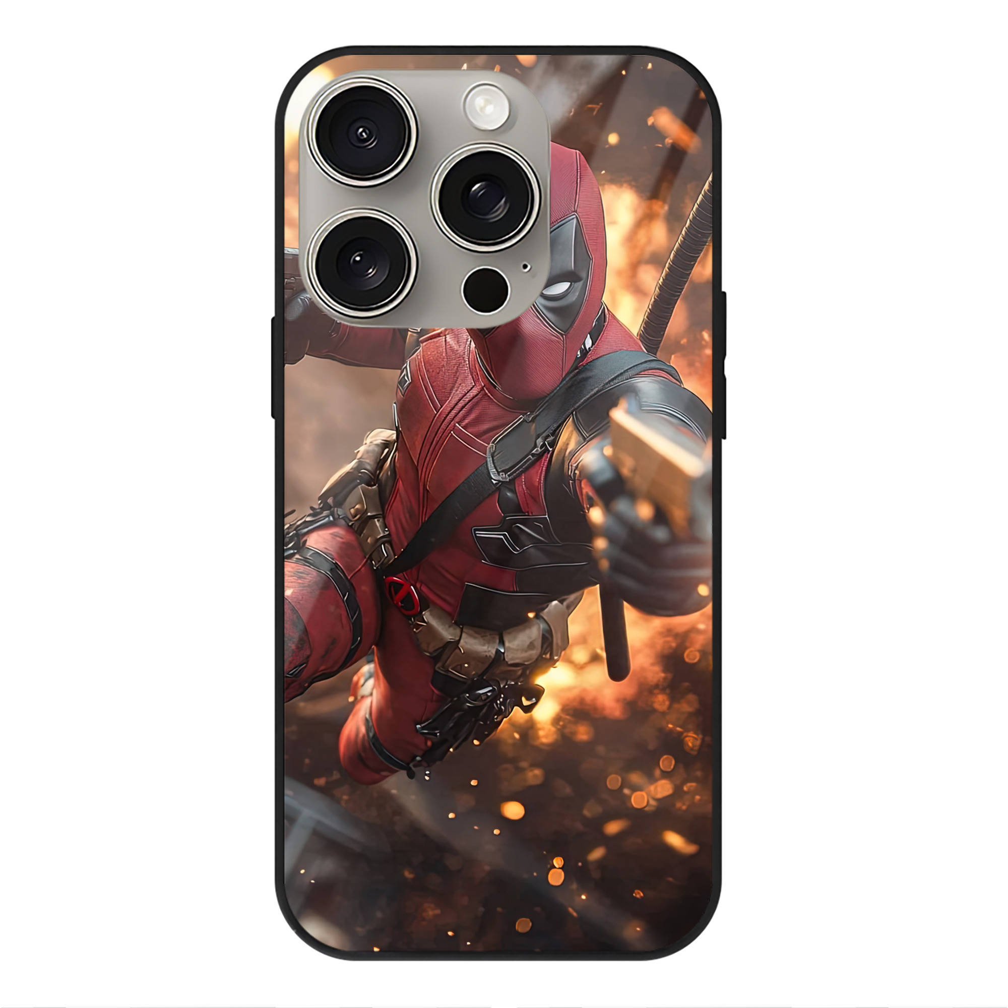 （画像用） Deadpool デッドプール 【iPhone15Pro対応】スマホケース 耐衝撃＆黄変防止 背面ガラス